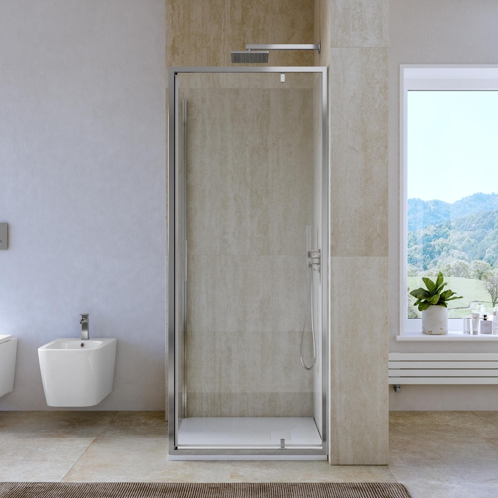 Box doccia 90x90 cm battente vetro trasparente e profilo cromo 195h - Glide