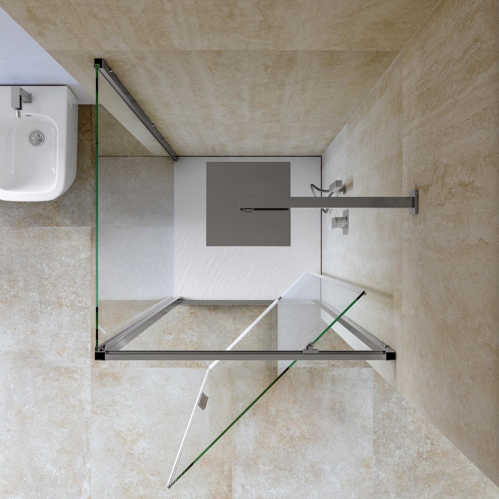 Box doccia 90x90 cm battente vetro trasparente e profilo cromo 195h - Glide