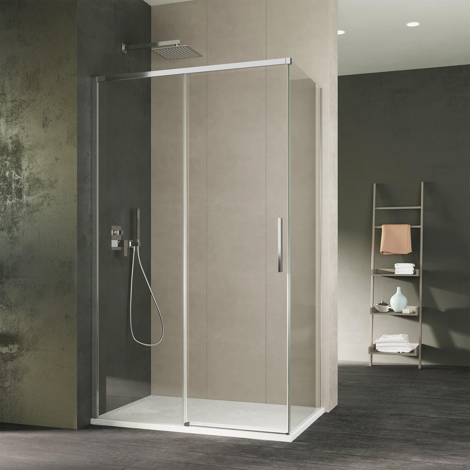 Box doccia 90X90 cm scorrevole sx con vetro anticalcare trasparente e profilo cromo 200h - Kiri