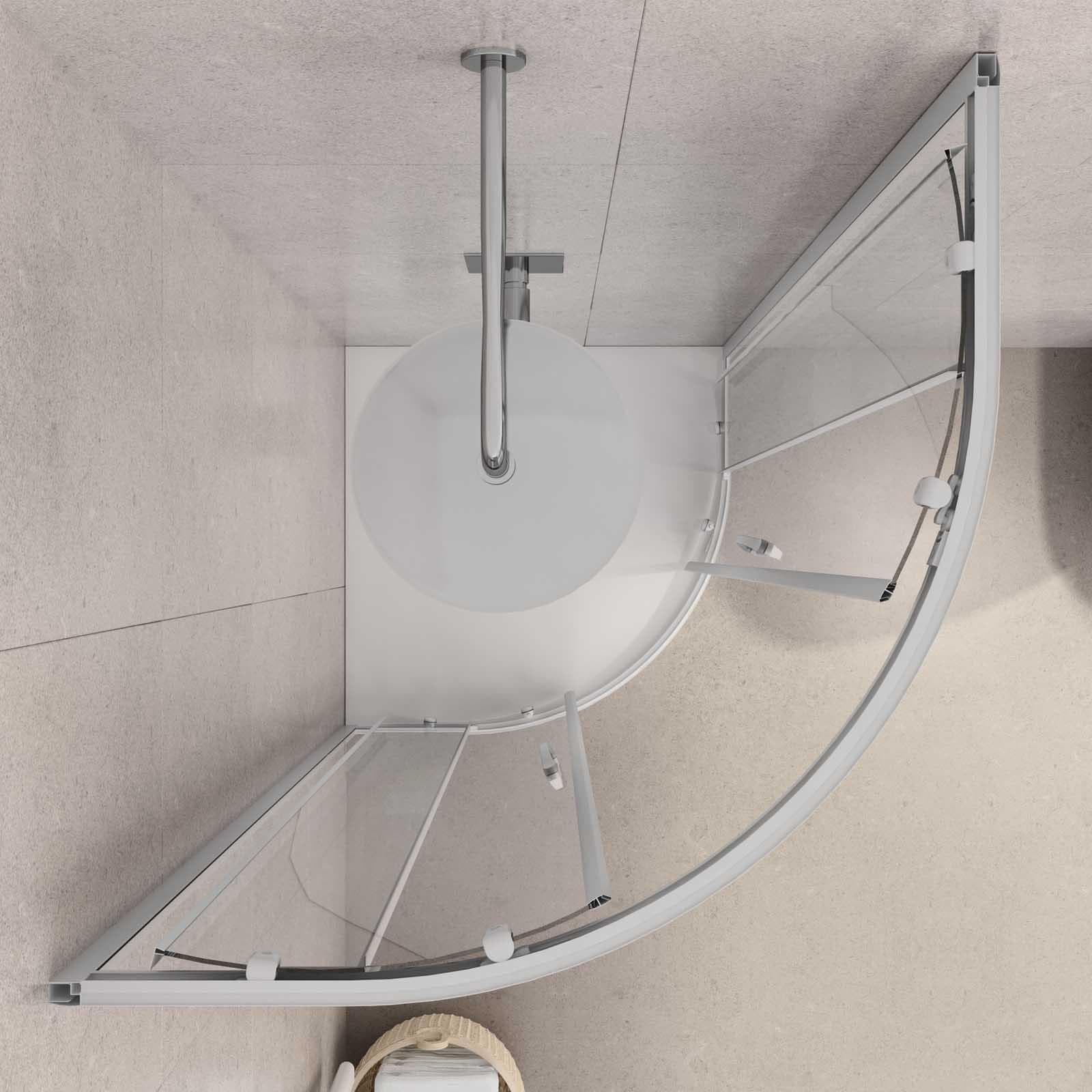 Box doccia 90X90 cm semicircolare scorrevole con vetro trasparente e profilo bianco 185h - Lite