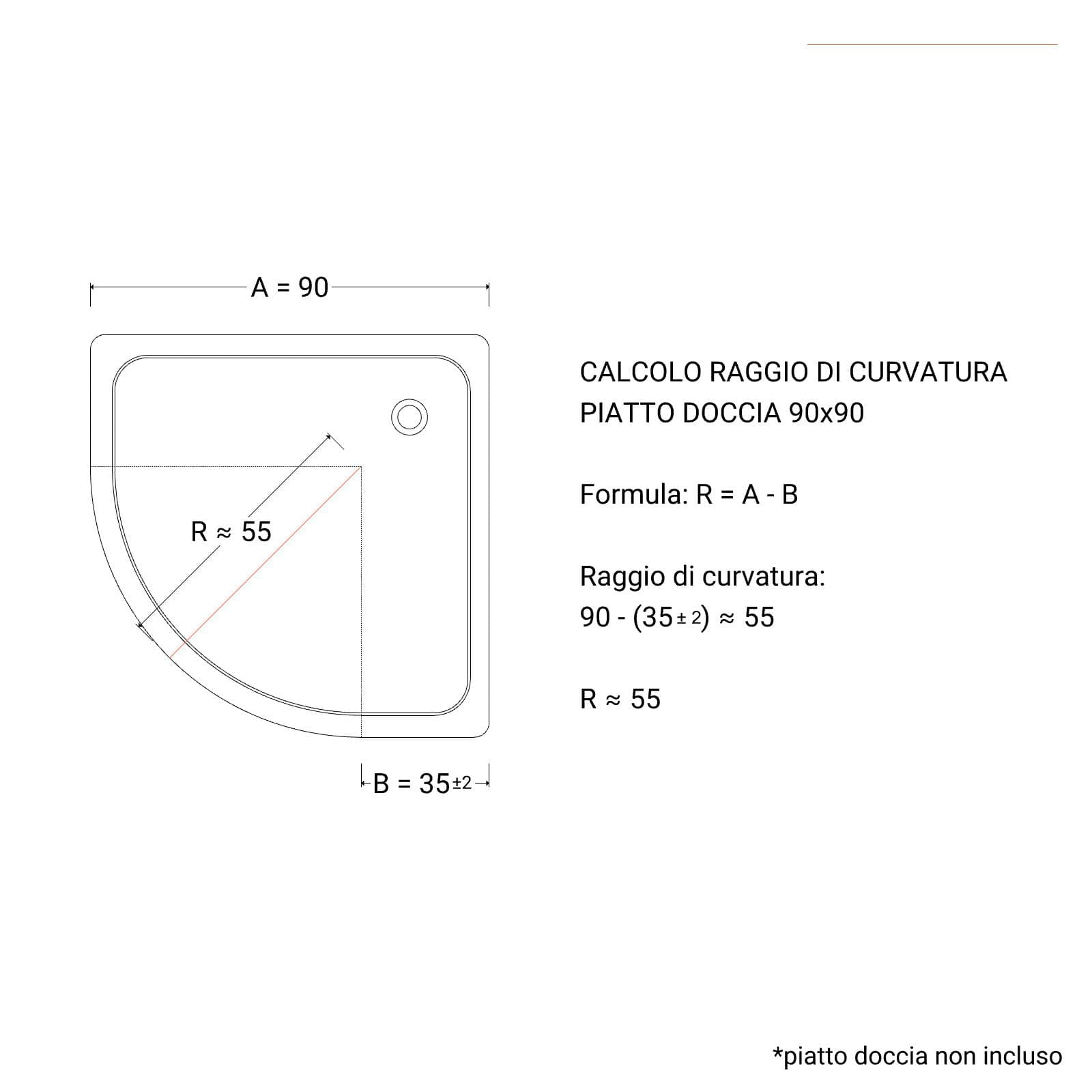 Box doccia semicircolare 90x90 cm scorrevole con vetro stampato e profilo cromo 200h - Skin