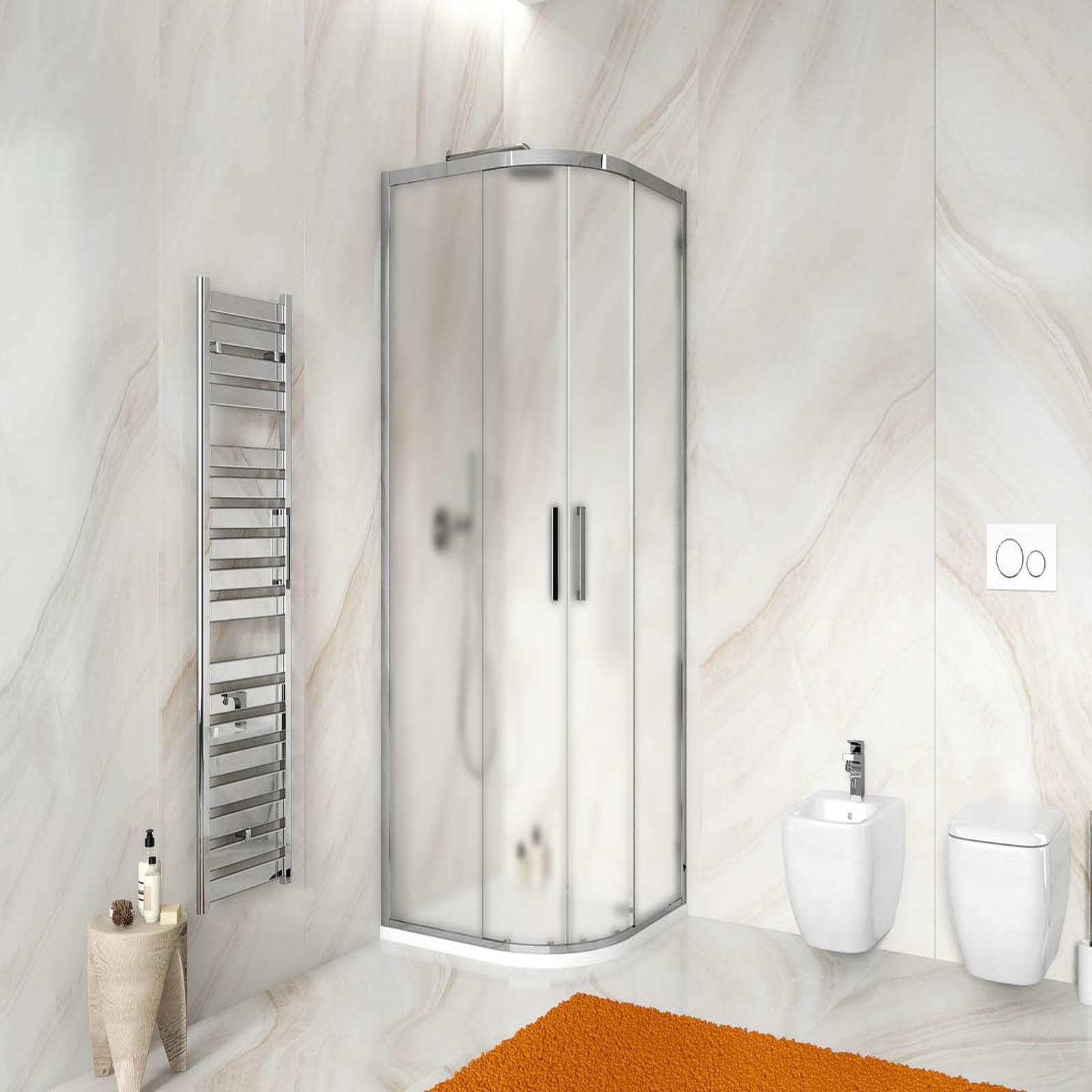 Box doccia 90x90 cm semicircolare scorrevole vetro temperato opaco profilo cromo 195h - Moritz