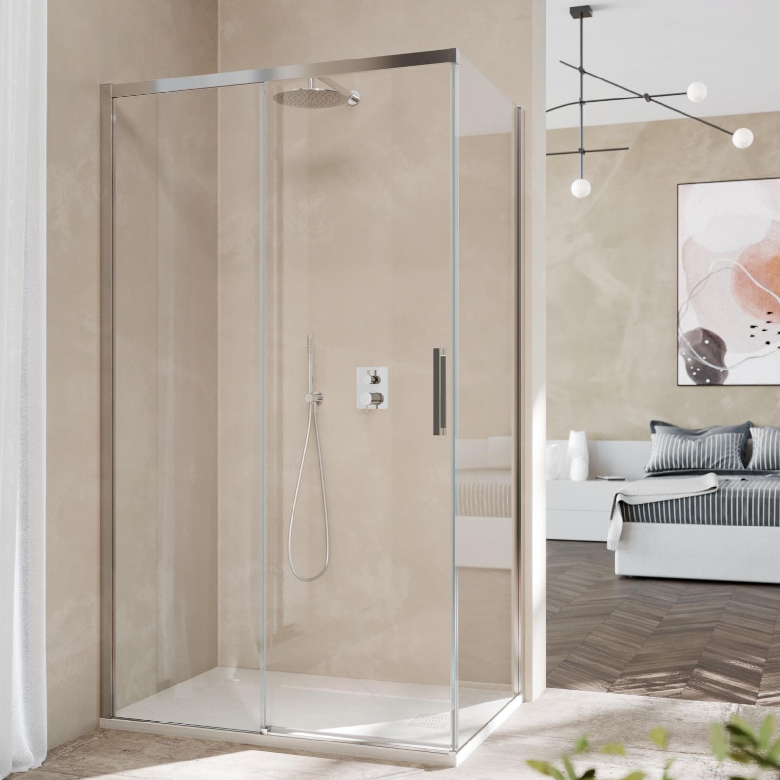 Box doccia angolare 110x90 cm scorrevole sx cristallo anticalcare 8 mm 200h cromo - Abelia
