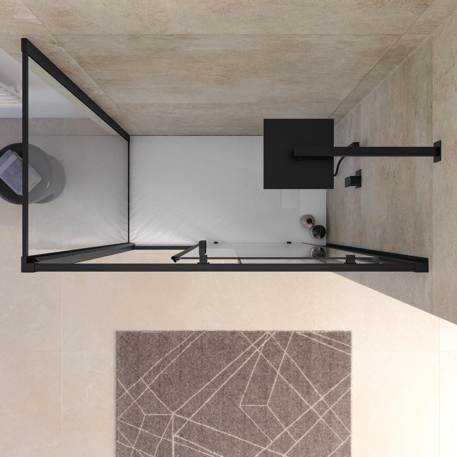 Box doccia angolare 65x115 cm scorrevole anticalcare con telaio nero - Naomi
