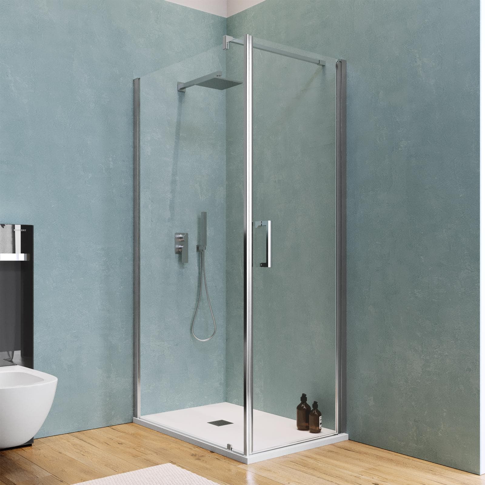 Box doccia 120X80 cm battente con vetro anticalcare trasparente e profilo cromo 200h - Artego