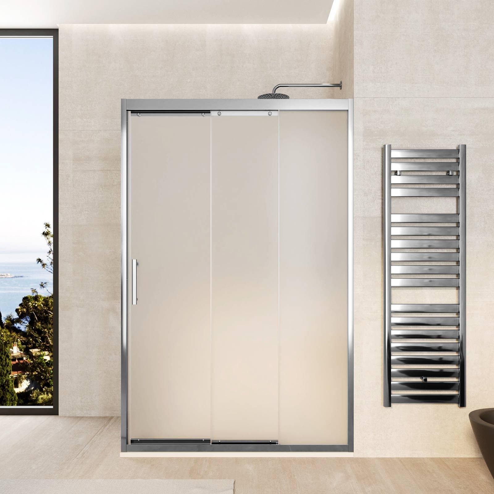 Box doccia 130x70 cm scorrevole verso dx 3 ante anticalcare opaco e profilo cromo 195h - Teknic