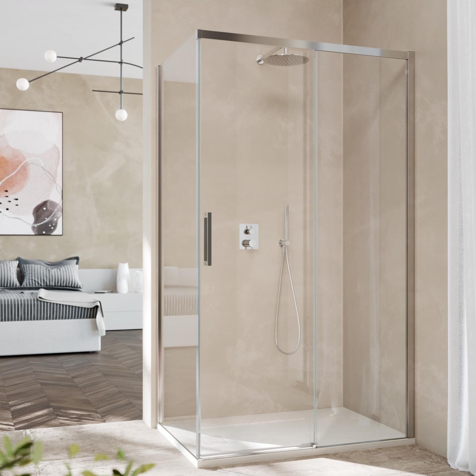 Box doccia angolare 150x70 cm scorrevole dx cristallo anticalcare 8 mm 200h cromo - Abelia