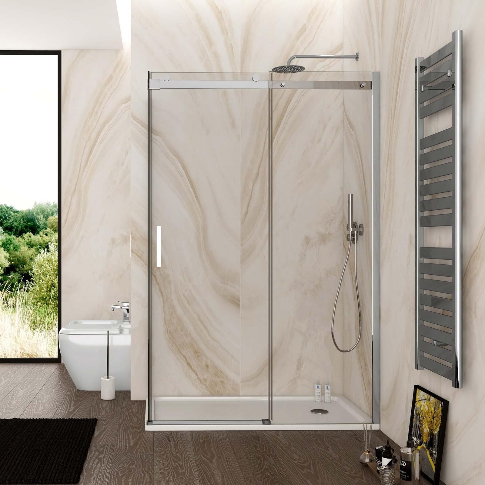 Box doccia 70x120 cm scorrevole vetro anticalcare trasparente profilo cromo 195h - Rail