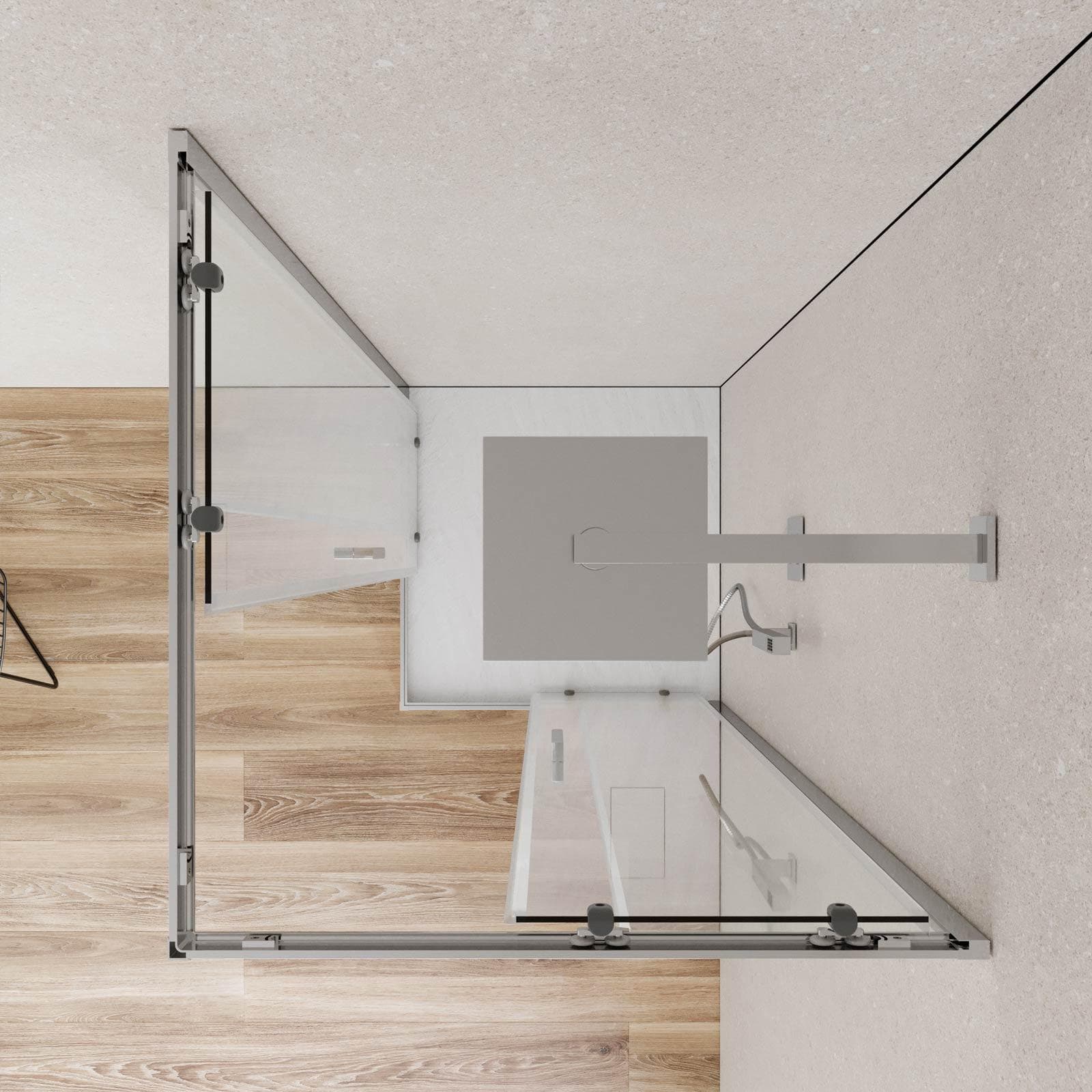 Box doccia 75x75 cm angolare scorrevole con vetro trasparente e profilo cromo 200h - Skin