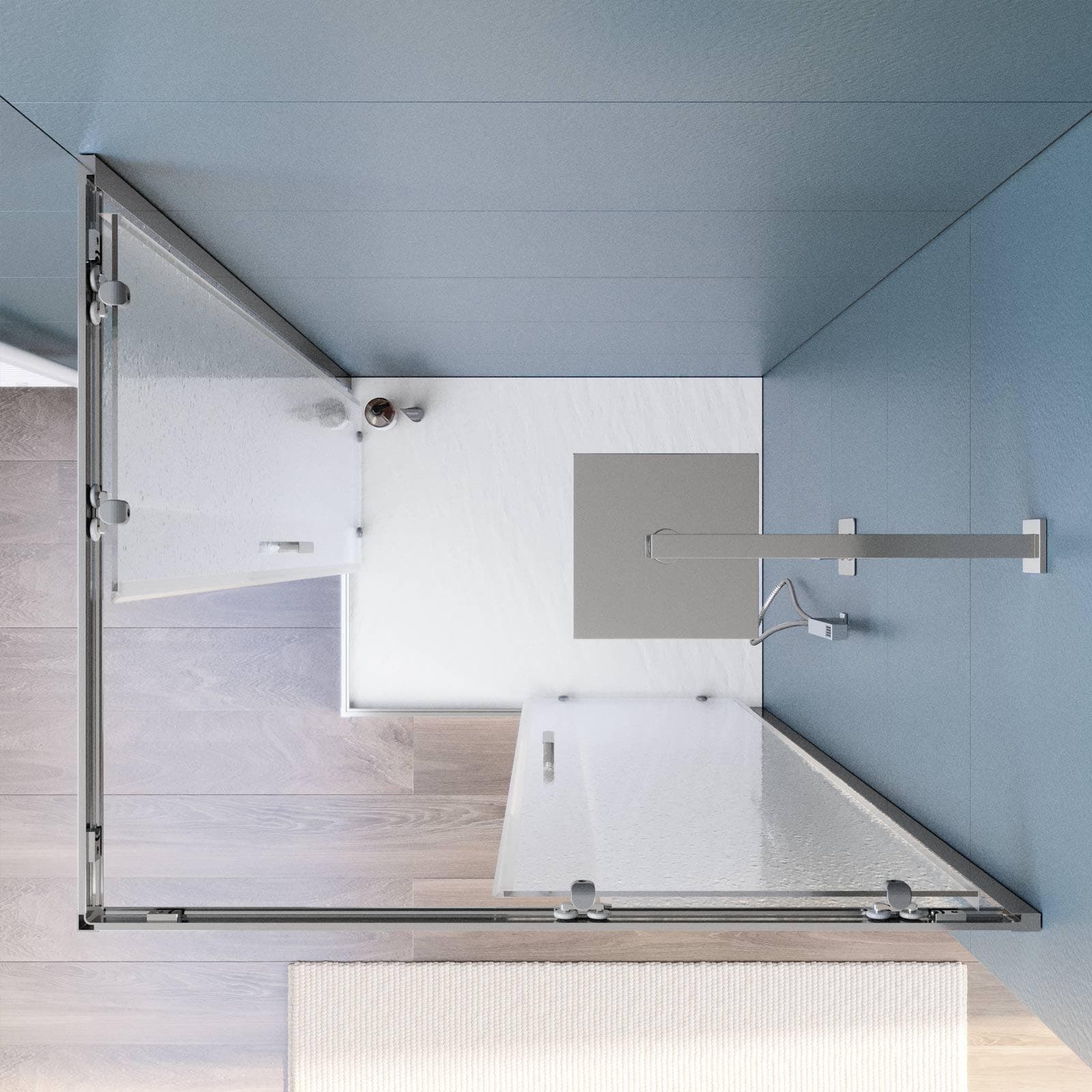 Box doccia 80x100 cm angolare scorrevole con vetro stampato e profilo cromo 200h - Skin