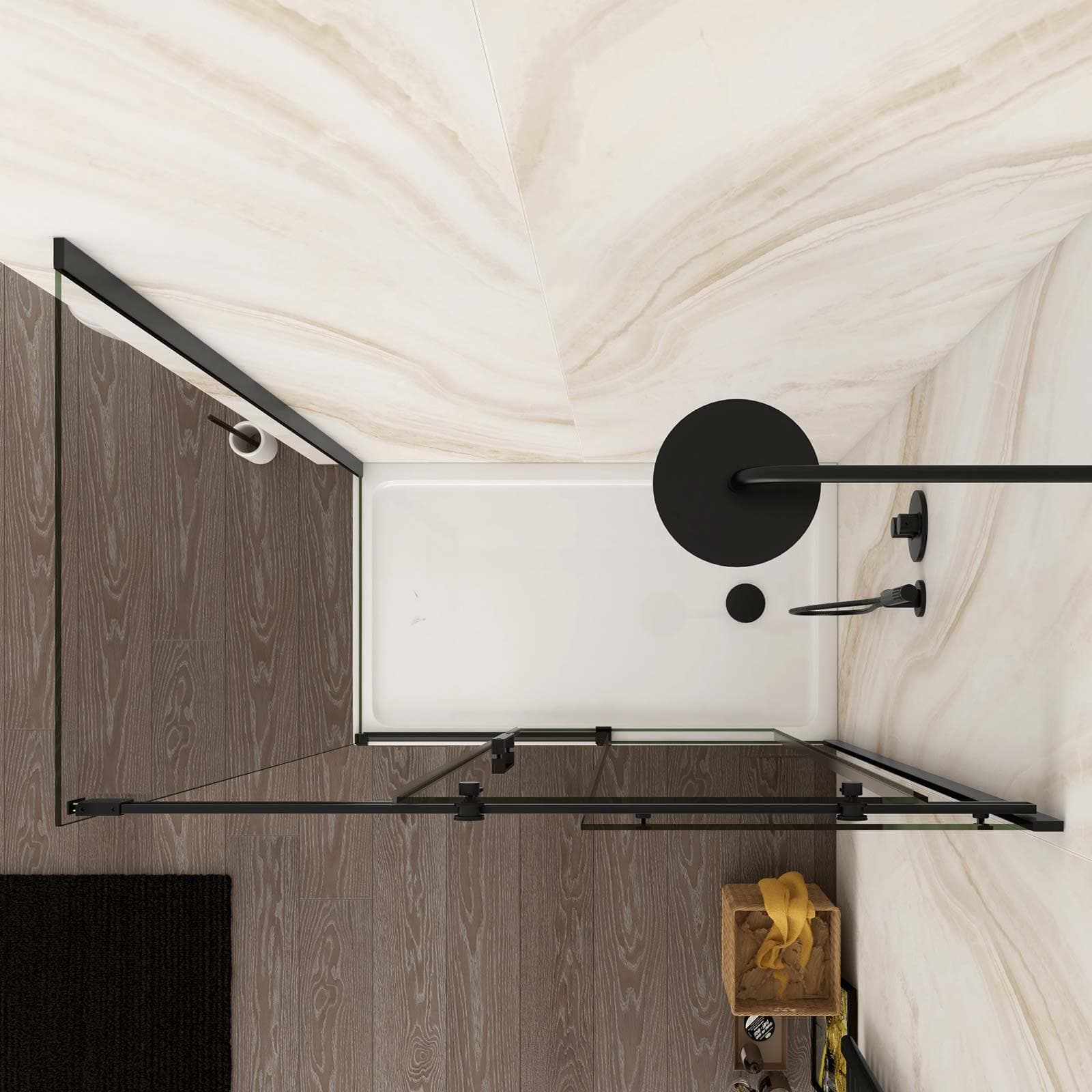 Box doccia 80x120 cm scorrevole vetro anticalcare trasparente profilo nero opaco 195h - Rail