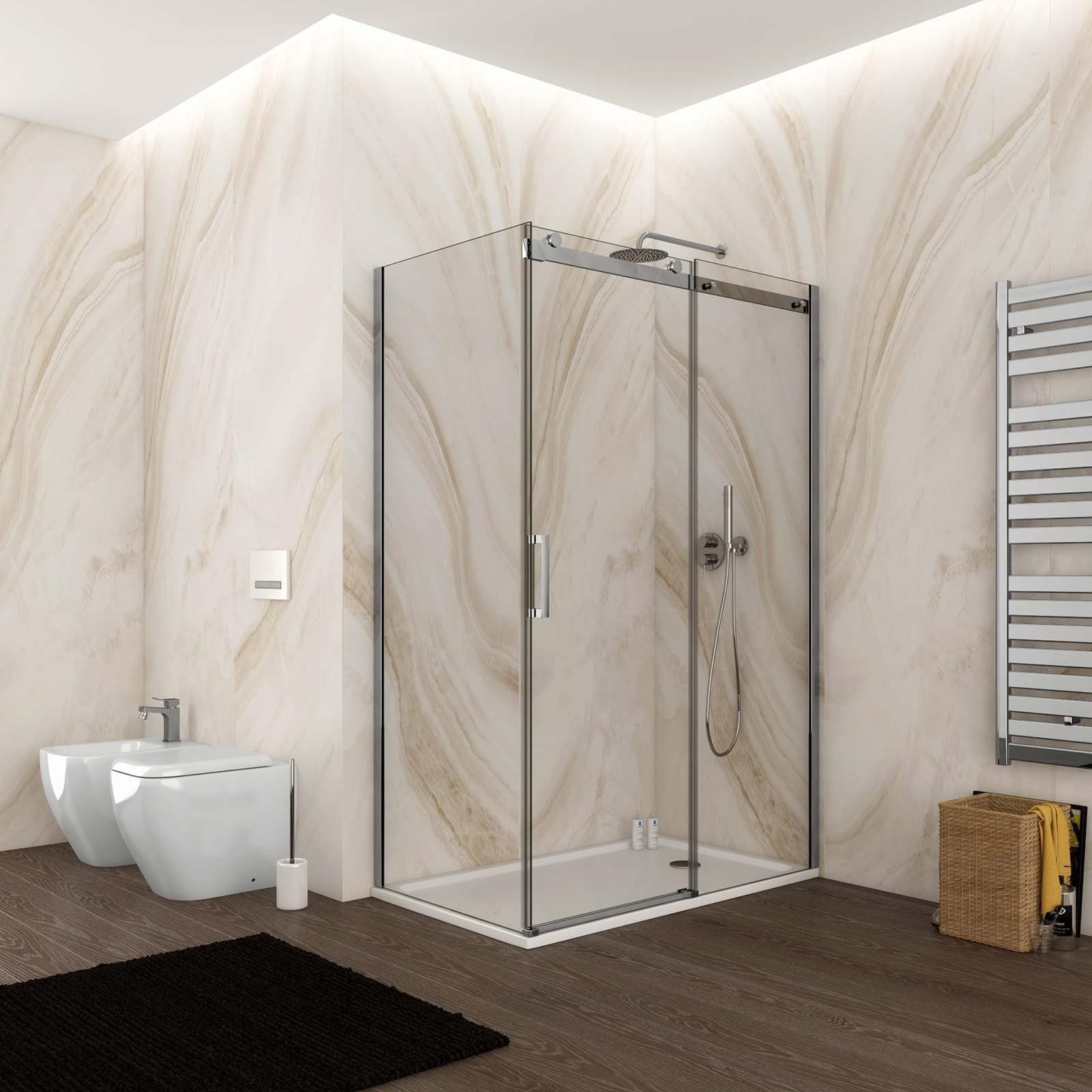 Box doccia 80x140 cm scorrevole vetro anticalcare trasparente profilo cromo 195h - Rail