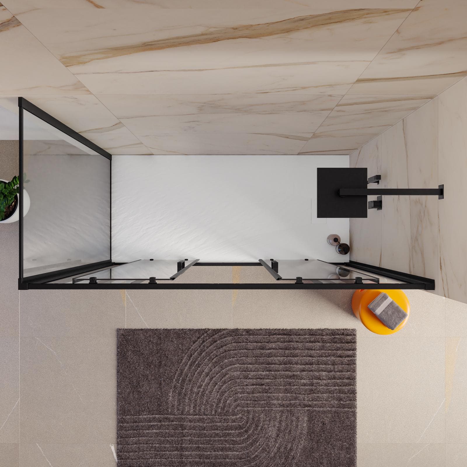 Box doccia angolare 80x160 cm scorrevole 4 ante anticalcare telaio nero - Naomi