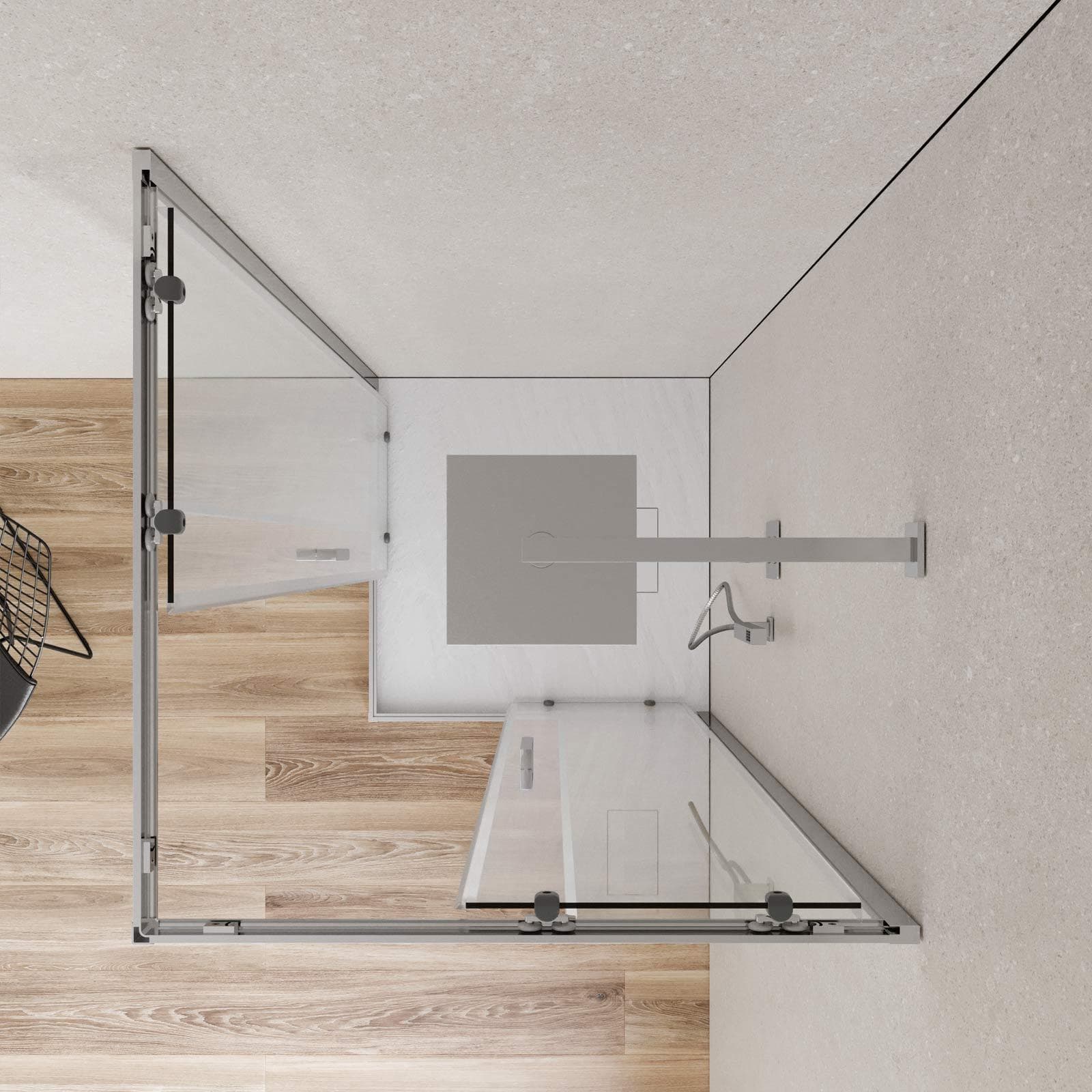 Box doccia 90x90 cm angolare scorrevole con vetro trasparente e profilo cromo 200h - Skin