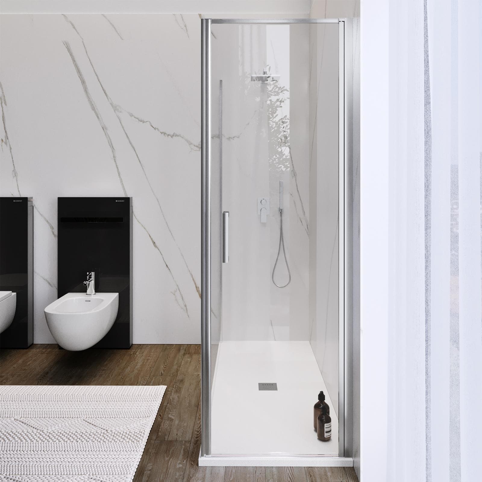 Box doccia 170X70 cm battente con vetro anticalcare trasparente e profilo cromo 200h - Artego