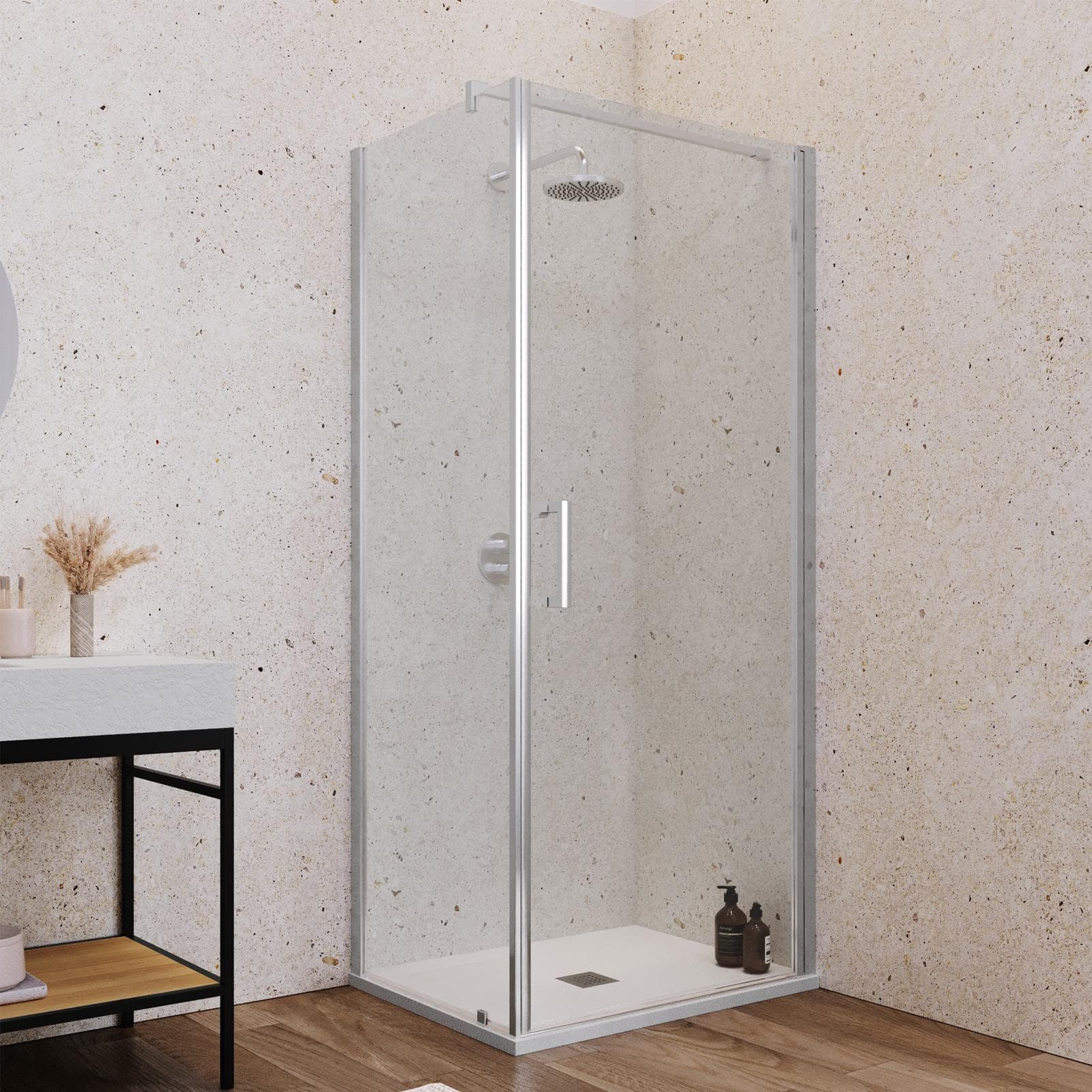 Box doccia 70X90 cm battente con vetro anticalcare trasparente e profilo cromo 200h - Artego