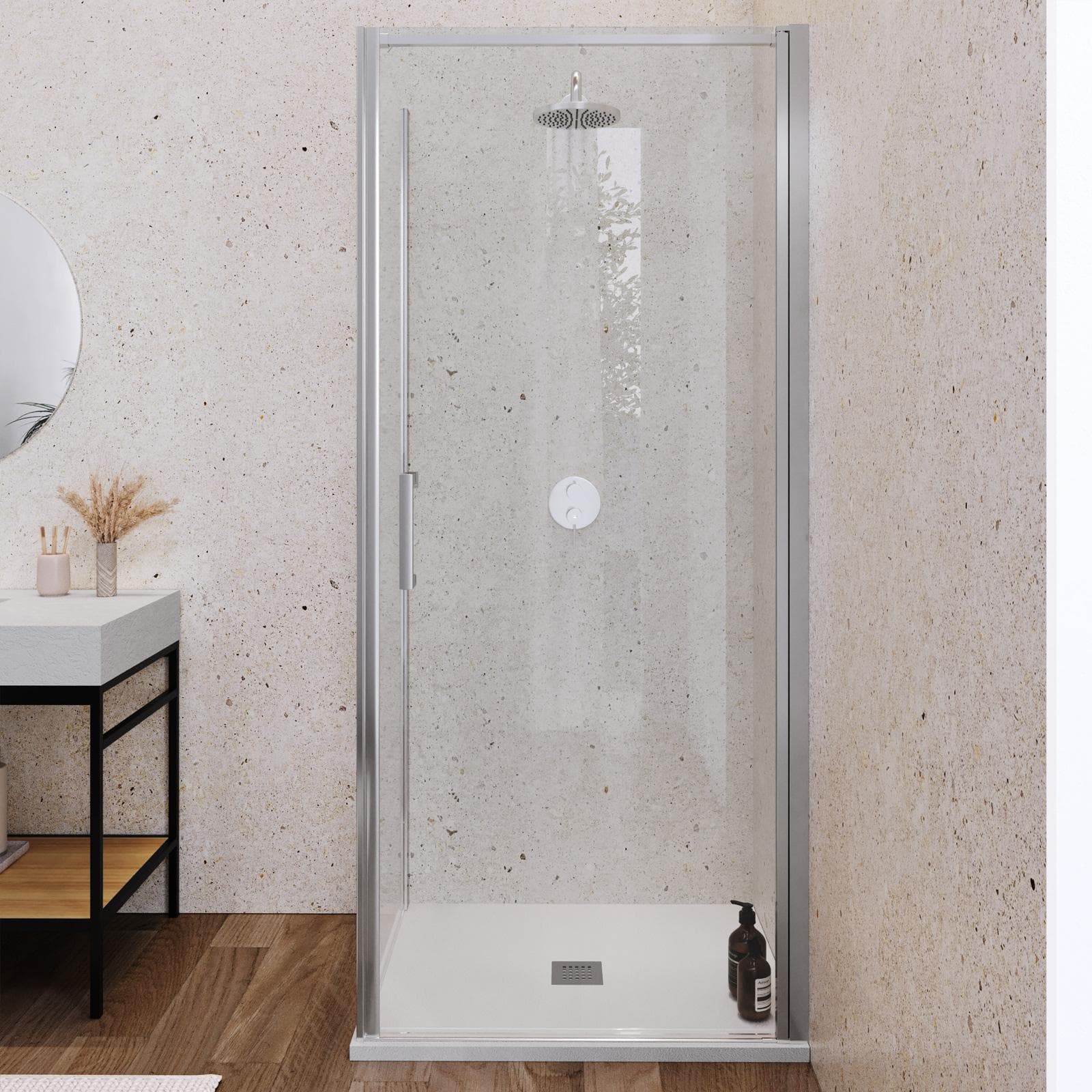 Box doccia 70X90 cm battente con vetro anticalcare trasparente e profilo cromo 200h - Artego