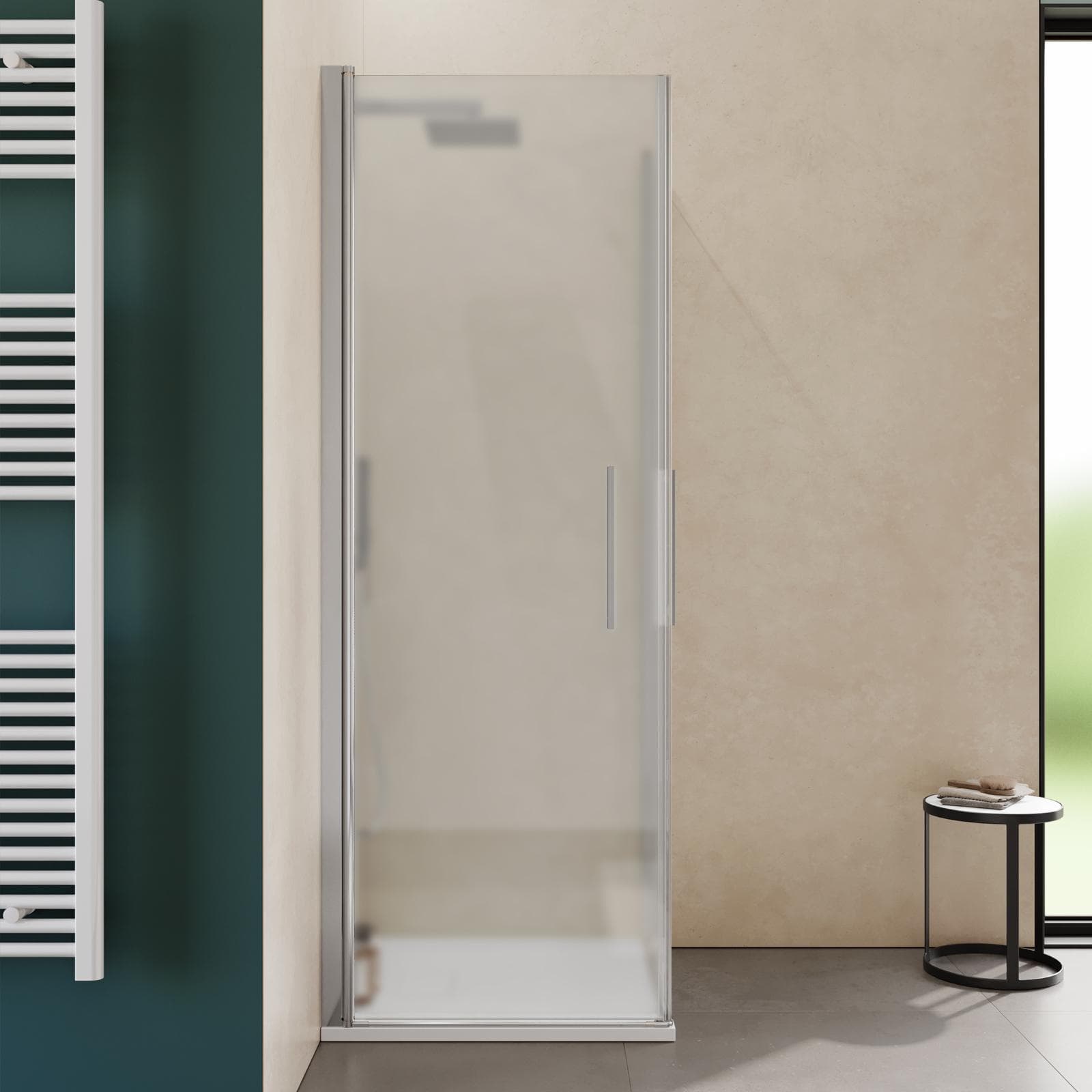 Box doccia 70x70 cm doppio battente con vetro temperato opaco e profilo cromo 195h - Nilo