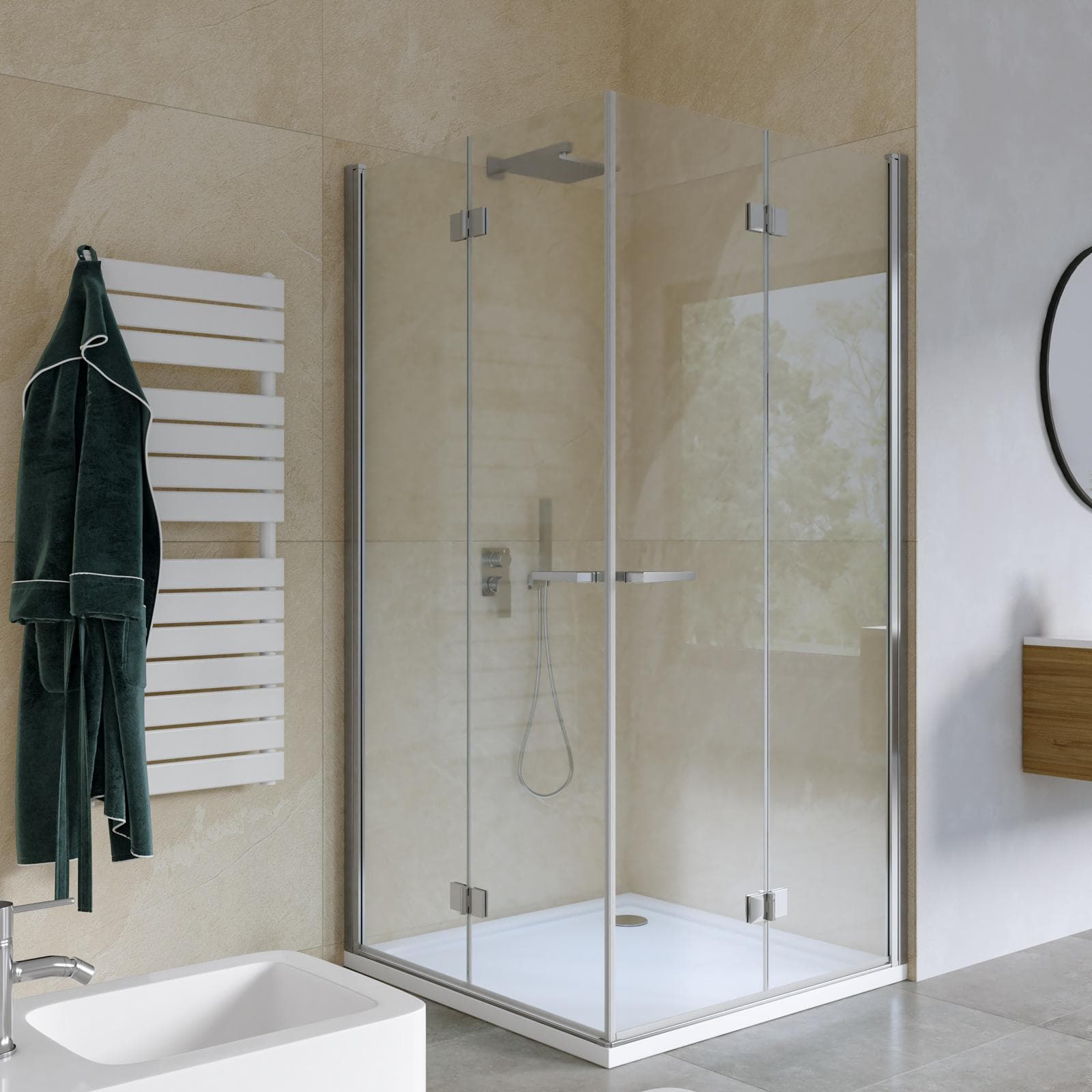 Box doccia 100x100 cm doppio soffietto vetro anticalcare trasparente profilo cromo 195h - Flexy
