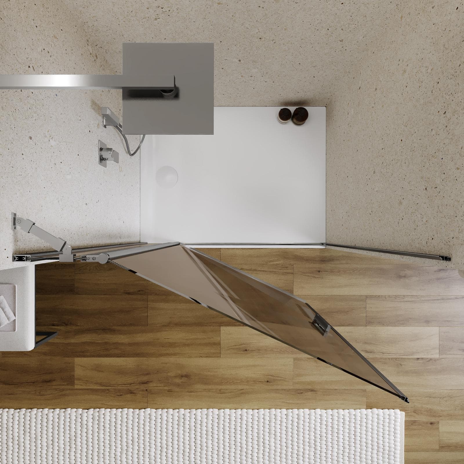Box doccia nicchia 110 cm battente 80 cm e lato giunto con vetro temperato bronzato e profilo cromo 195h - Nilo