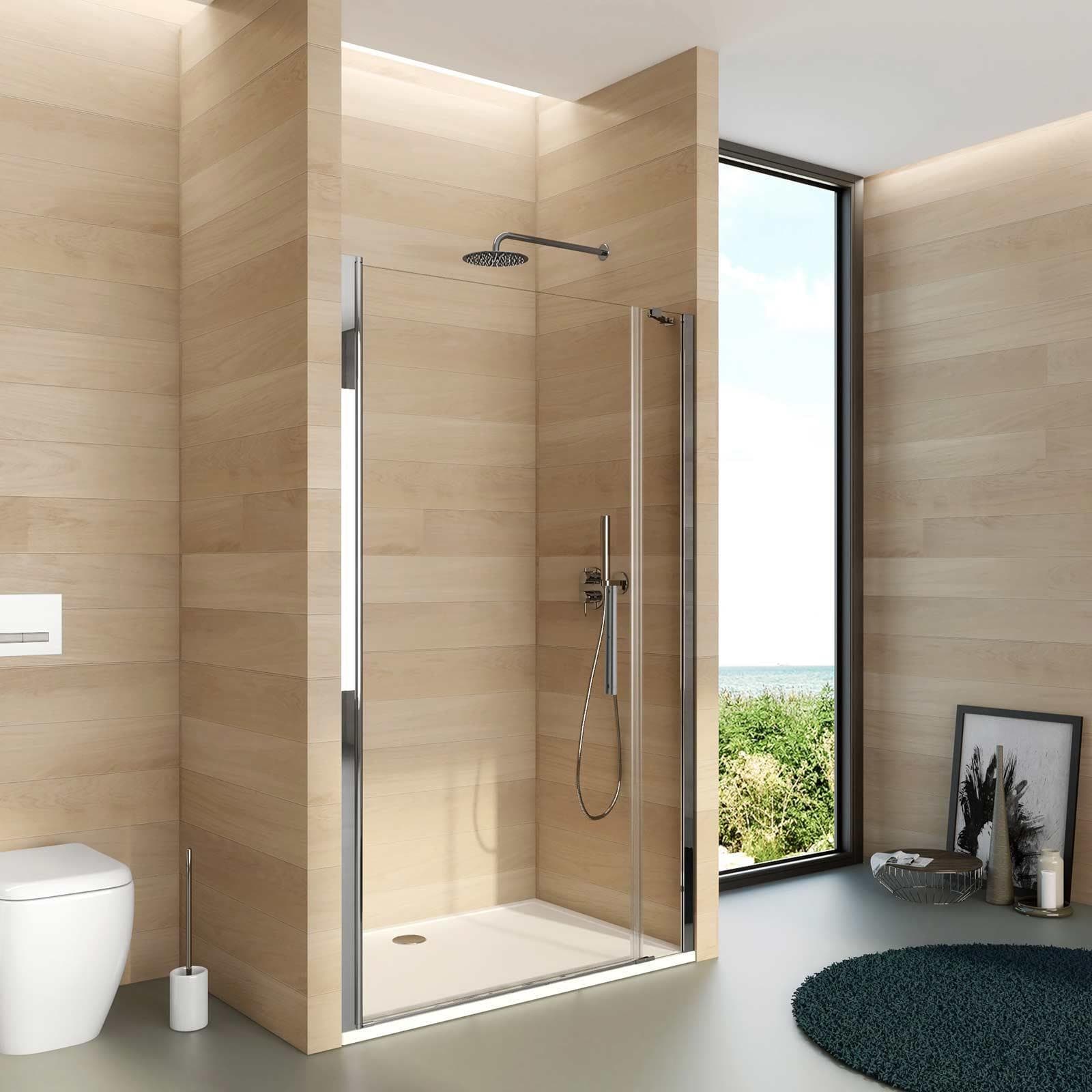Box doccia nicchia 110cm 90 battente + 20 fisso trasparente 195h - Nilo