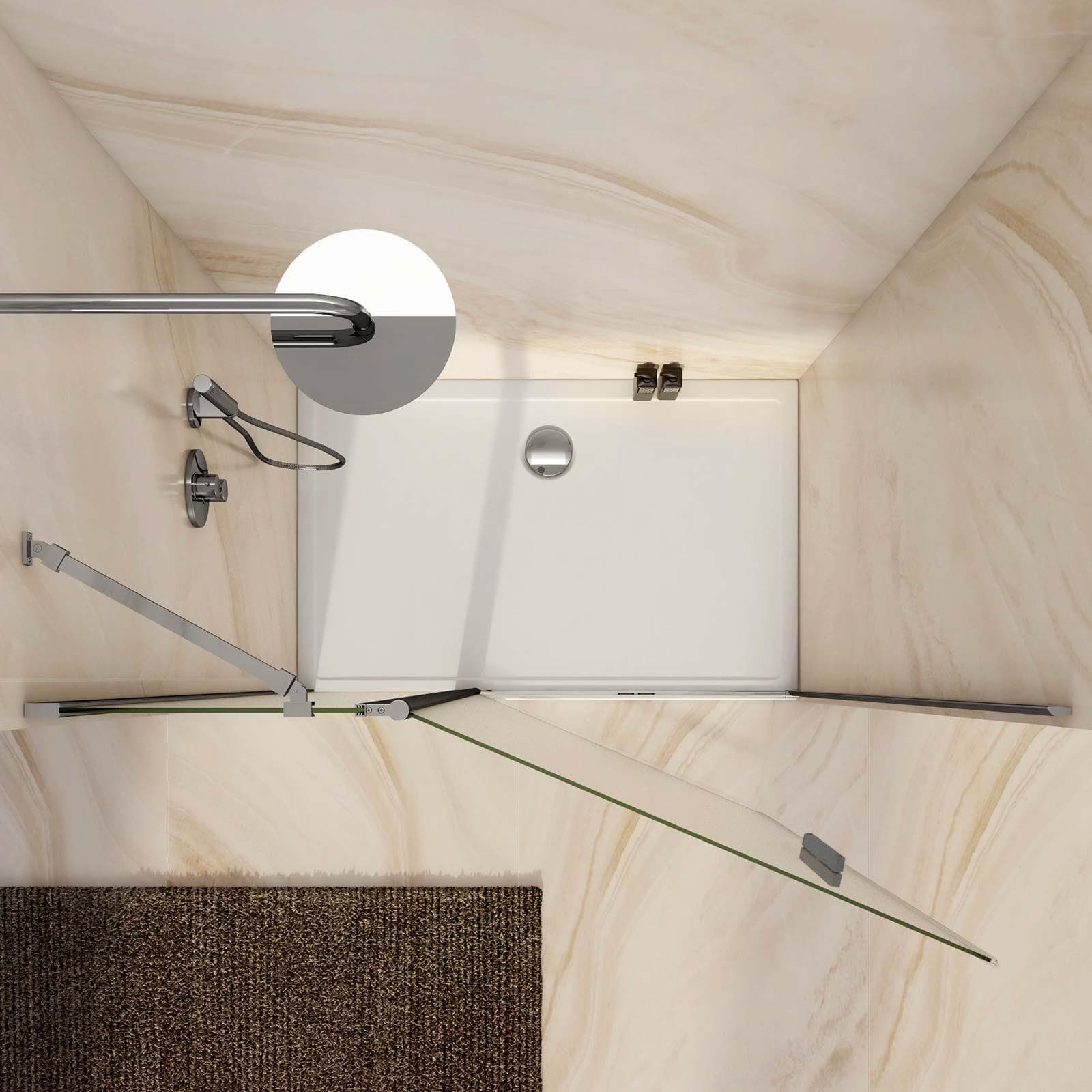 Box doccia nicchia 115 cm battente 80 cm e lato giunto con vetro temperato opaco e profilo cromo 195h - Nilo