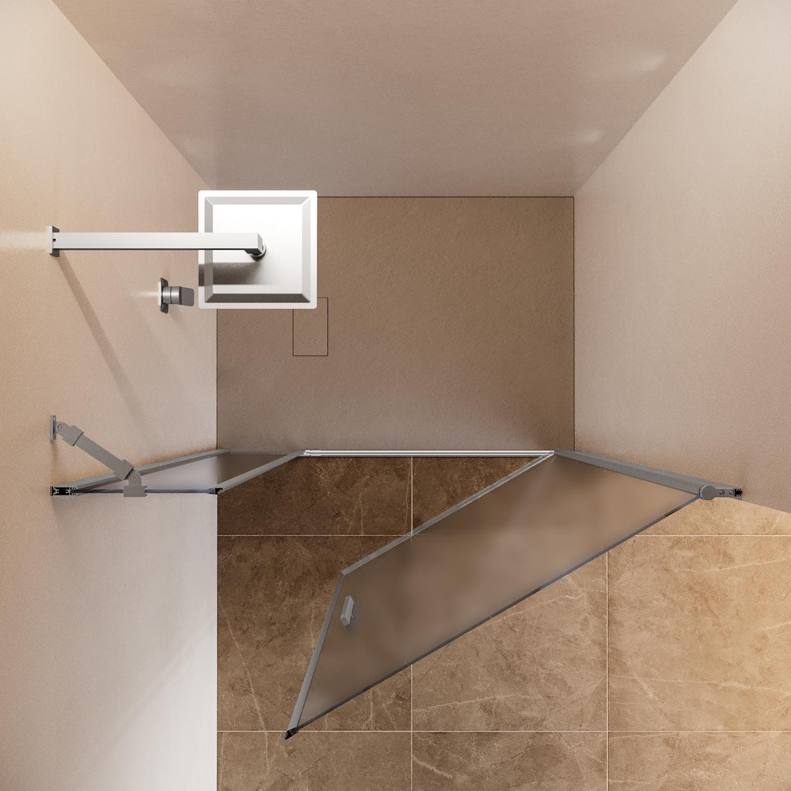 Box doccia nicchia 120 cm battente 85 cm e lato fisso con vetro temperato opaco e profilo cromo 195h - Nilo