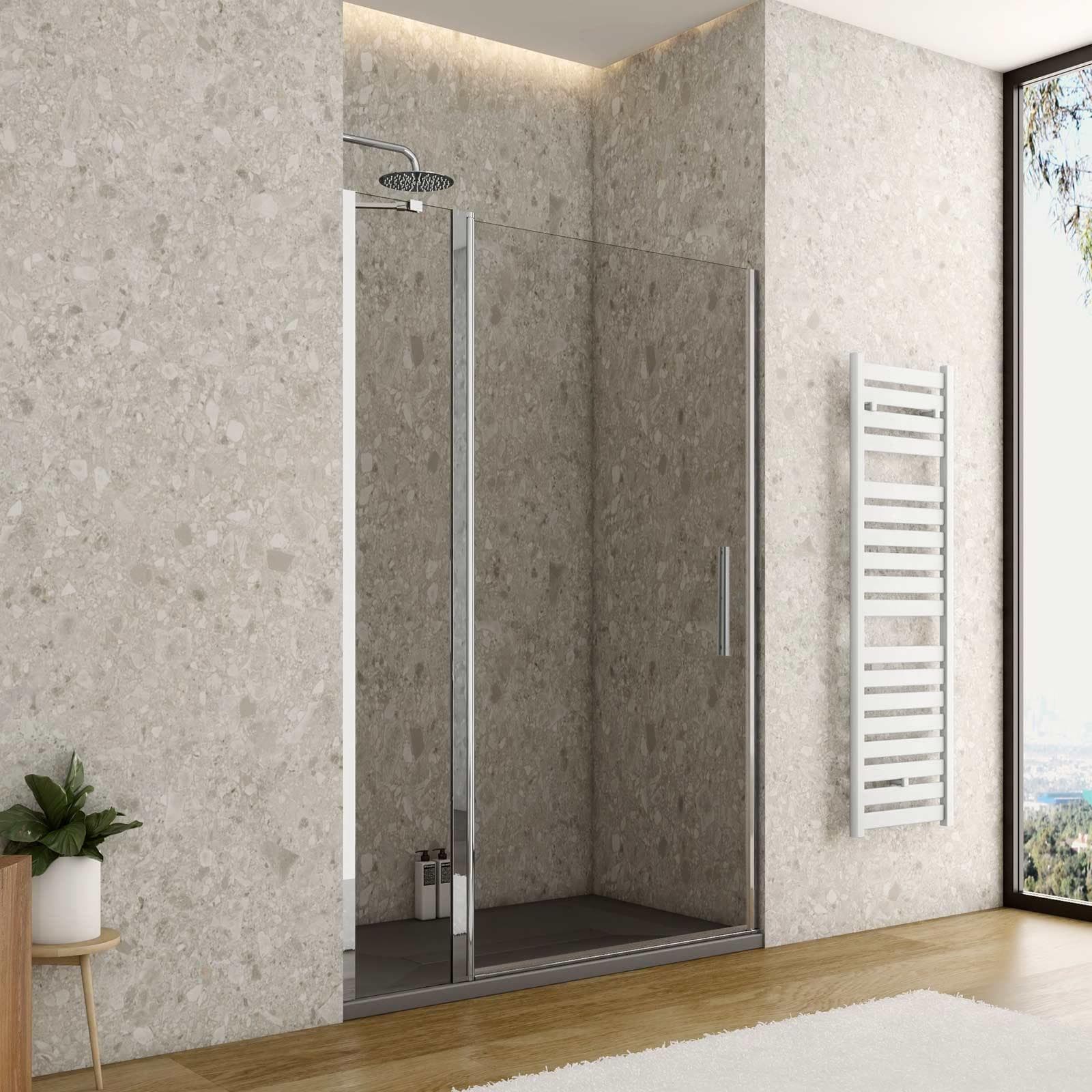 Box doccia nicchia 120cm 85 battente + 35 giunto trasparente 190h - Nilo
