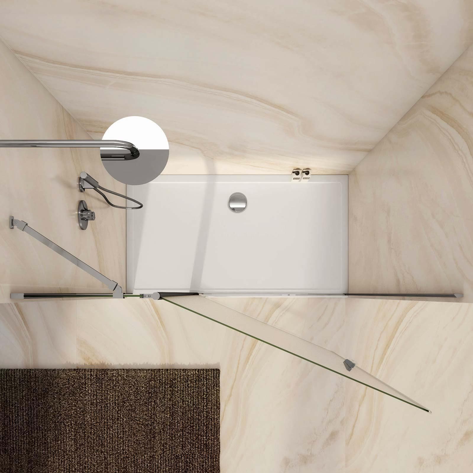 Box doccia nicchia 125 cm battente 80 cm e lato giunto con vetro temperato opaco e profilo cromo 195h - Nilo