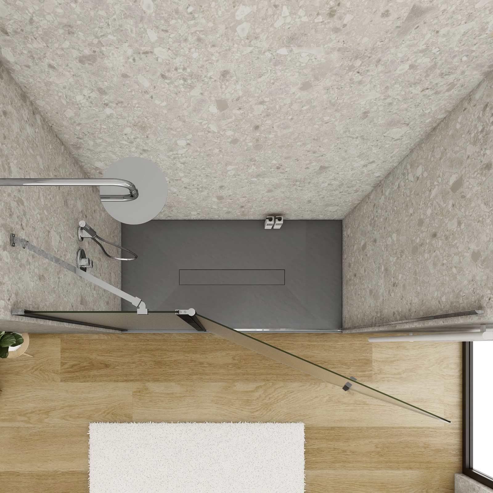 Box doccia nicchia 135 cm battente 80 cm e lato giunto con vetro temperato opaco e profilo cromo 195h - Nilo