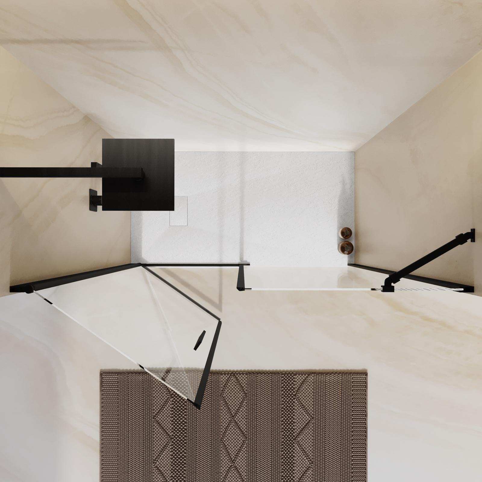 Box doccia nicchia 145 cm battente 75 e lato fisso 70 con profilo nero 195h - Nilo