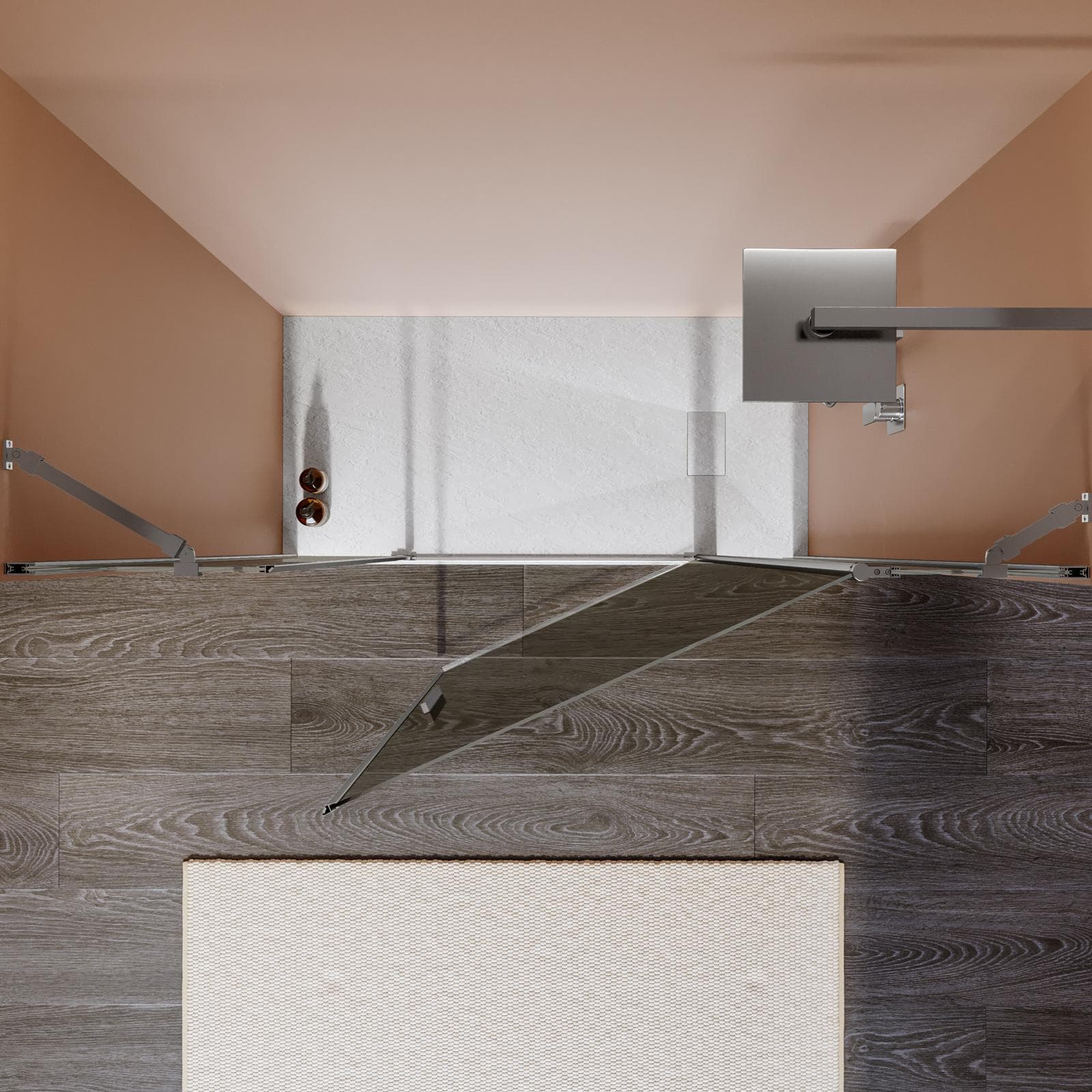 Box doccia nicchia 150 cm 30 giunto + 85 battente + 35 fisso con vetro temperato bronzato e profilo cromo 195h - Nilo