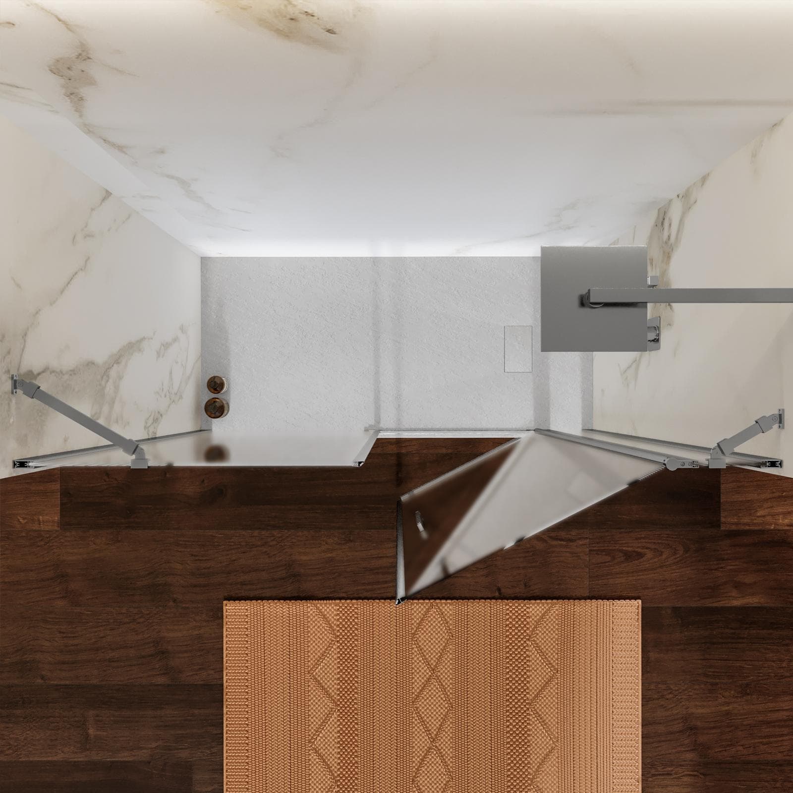 Box doccia nicchia 150cm 20 giunto + 60 battente + 70 fisso con vetro temperato opaco e profilo cromo 195h - Nilo