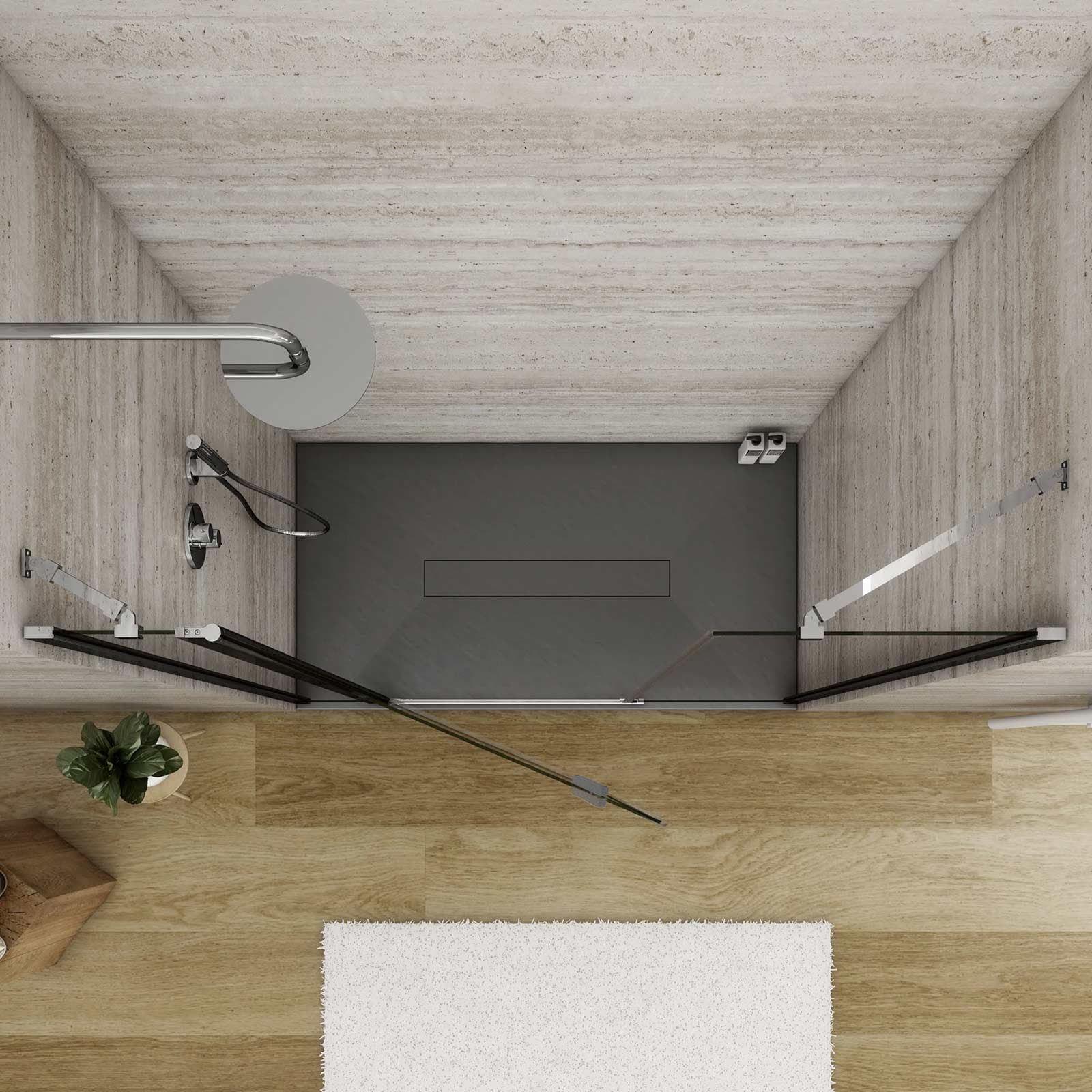 Box doccia nicchia 150cm 20 giunto + 75 battente + 55 fisso trasparente 195h - Nilo