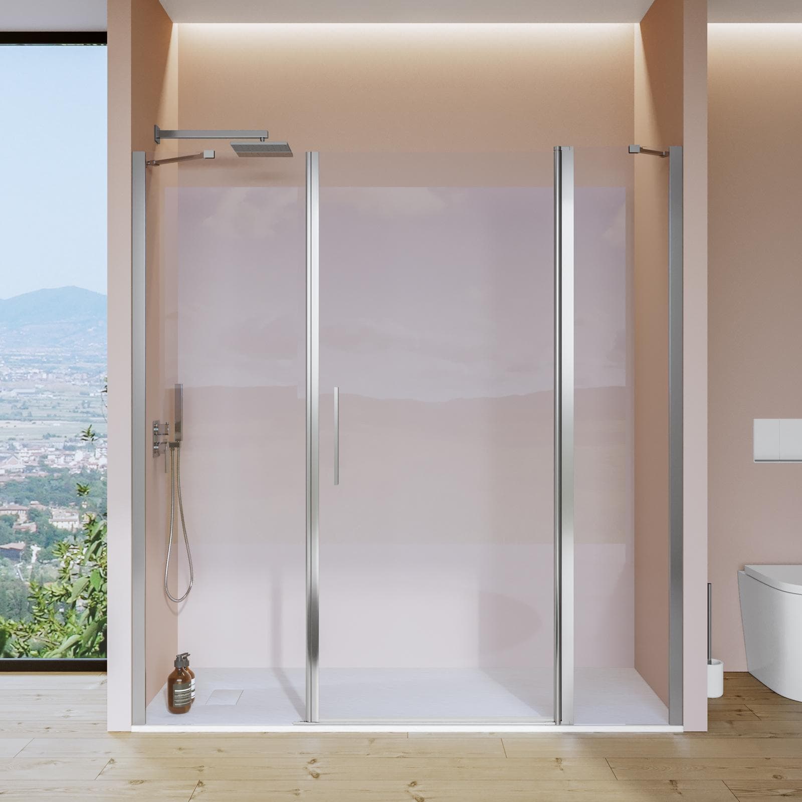 Box doccia nicchia 180cm 40 giunto + 90 battente + 55 fisso trasparente 195h - Nilo
