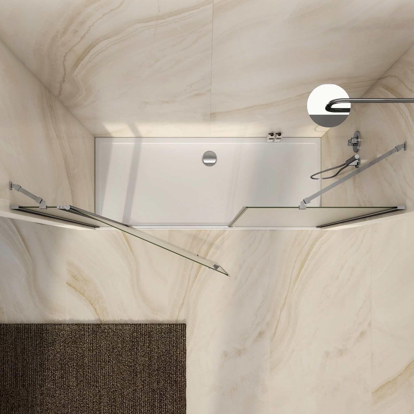 Box doccia nicchia 190cm 20 giunto + 90 battente + 80 fisso opaco 195h - Nilo
