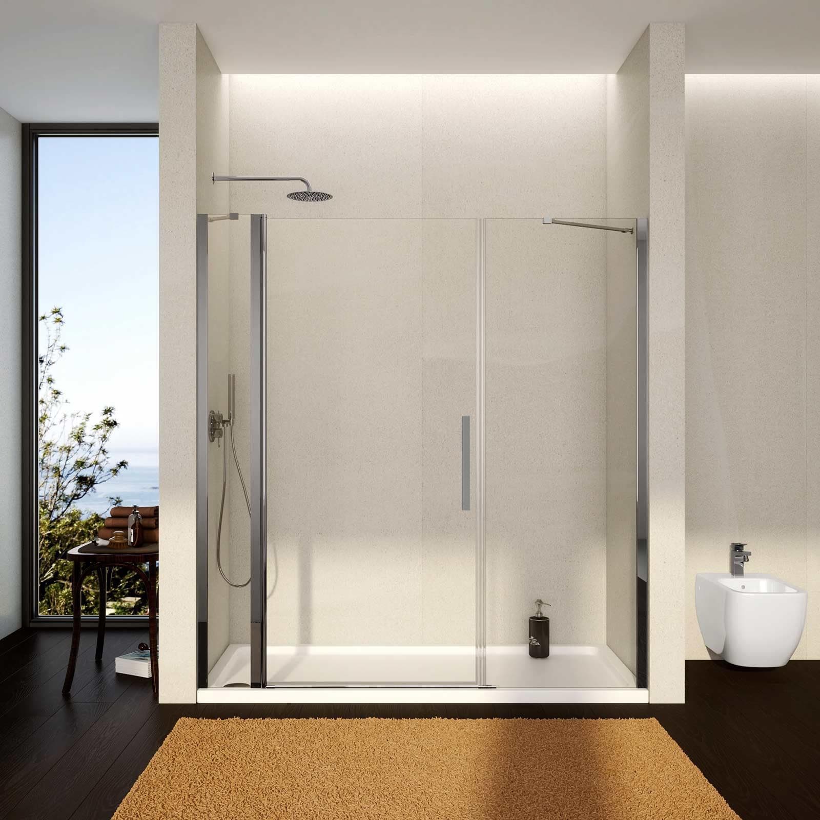 Box doccia nicchia 190cm 20 giunto + 80 battente + 90 fisso trasparente 195h - Nilo