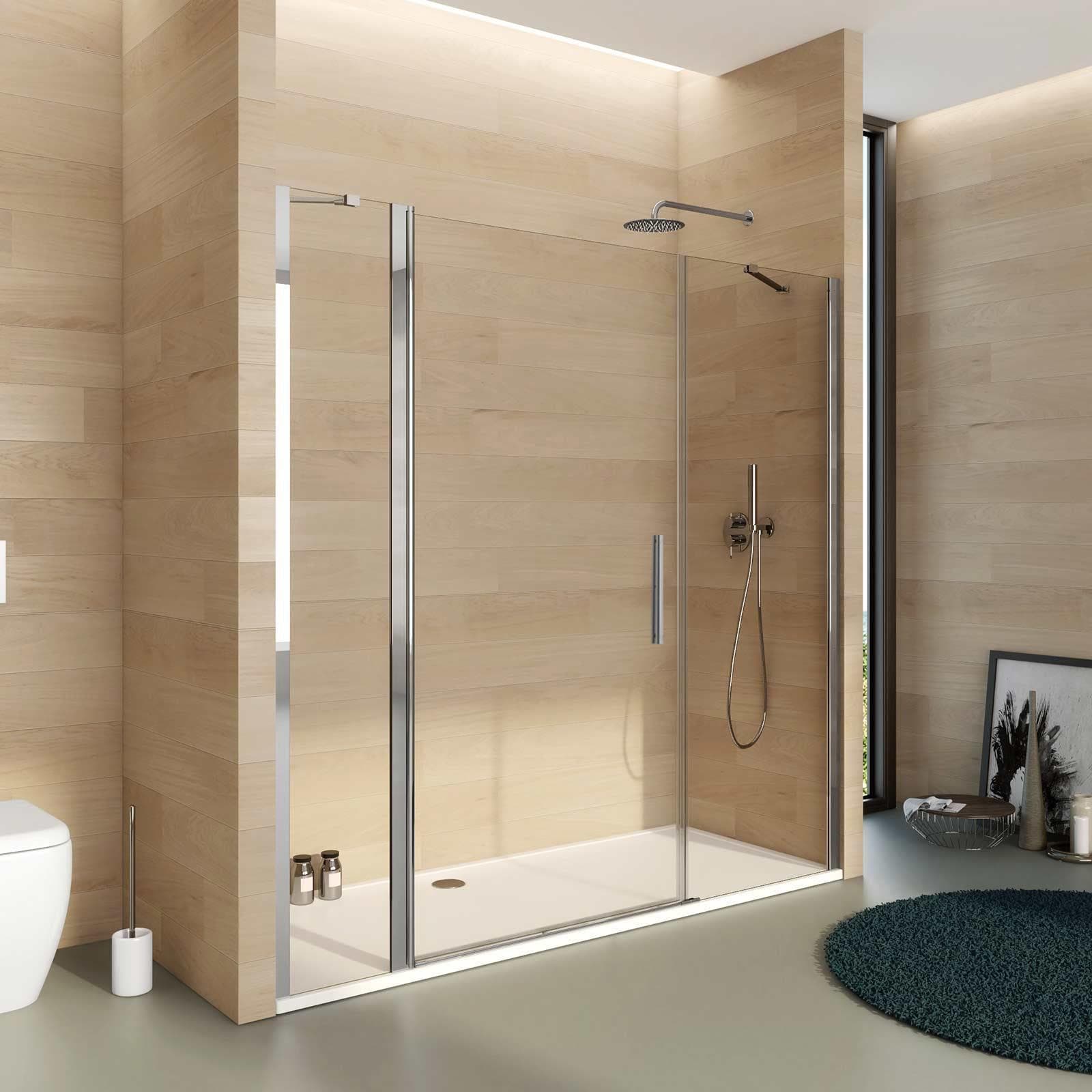 Box doccia nicchia 190 cm 30 giunto + 90 battente + 70 fisso con vetro temperato trasparente e profilo cromo 195h - Nilo
