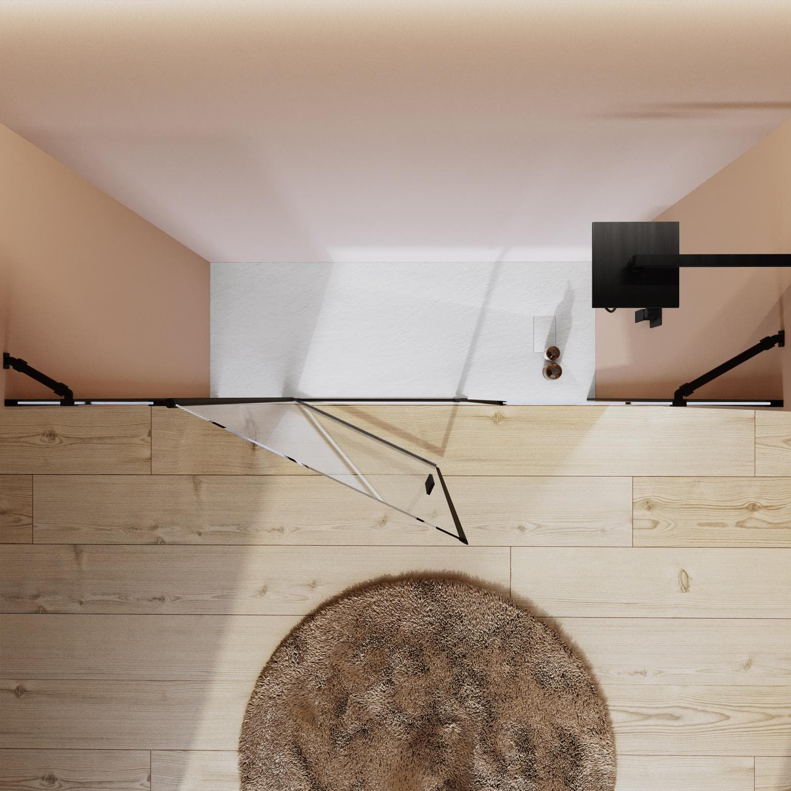 Box doccia nicchia 195 cm 45 giunto + 80 battente + 70 fisso con profilo nero 195h - Nilo
