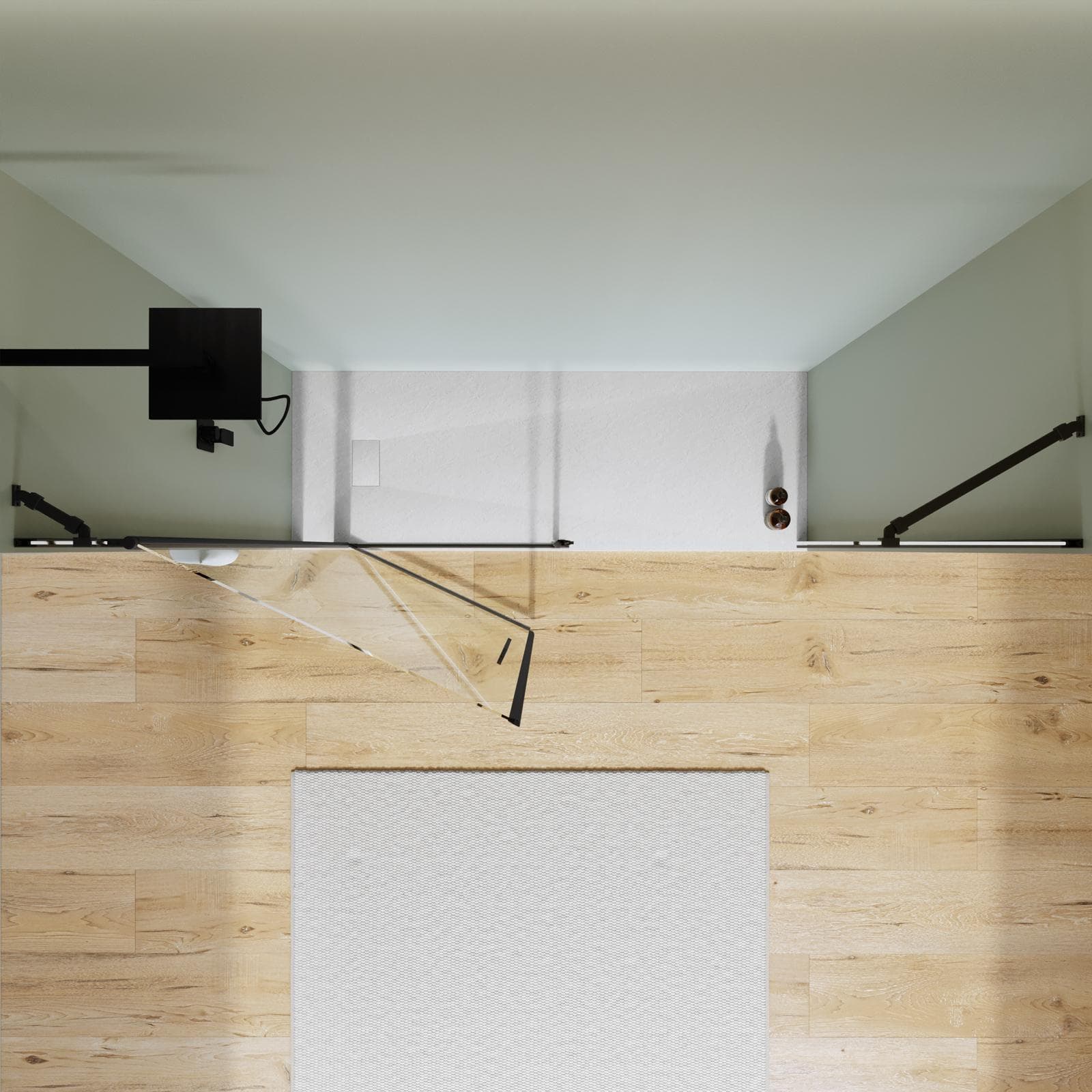Box doccia nicchia 200 cm 20 giunto + 80 battente + 100 fisso con profilo nero 195h - Nilo