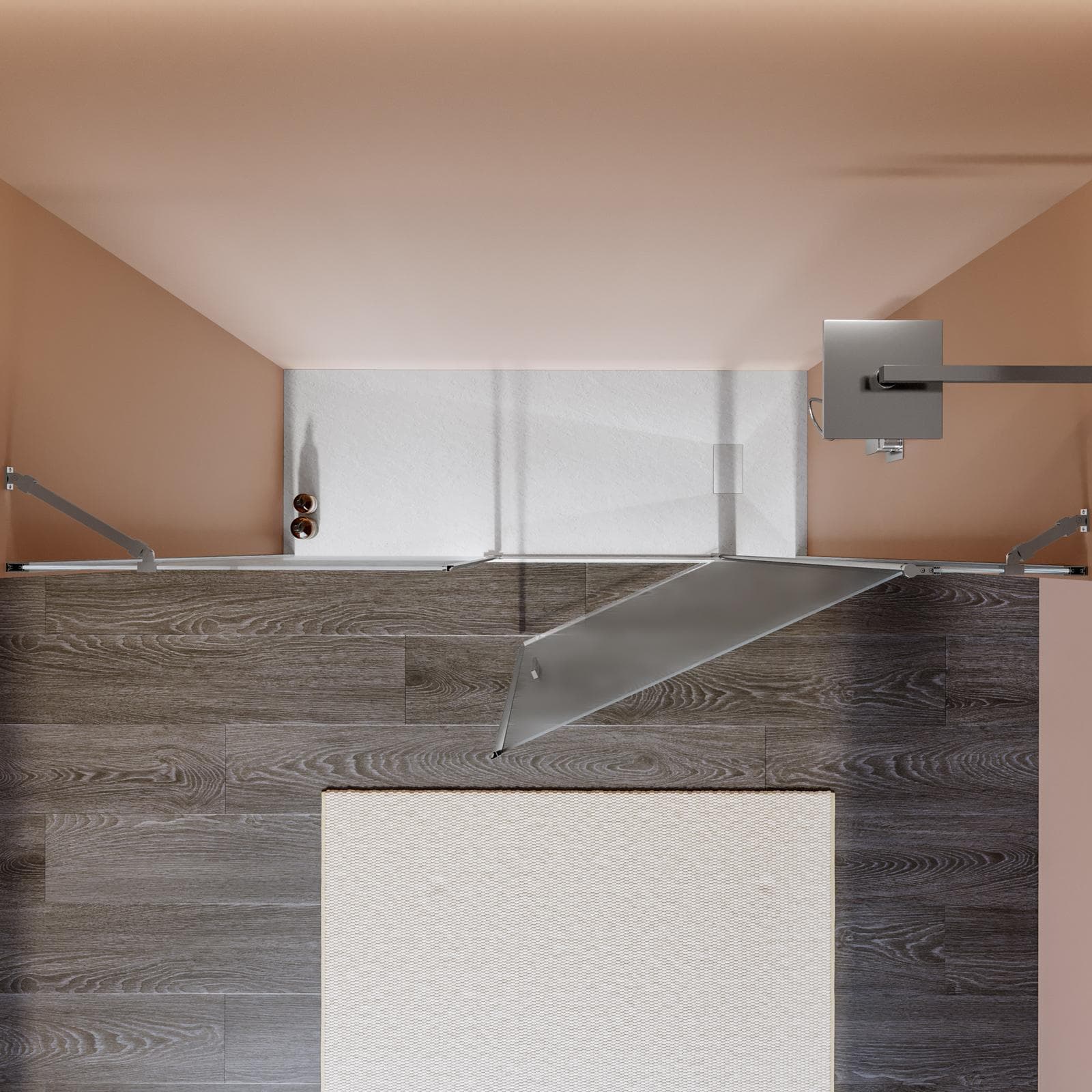 Box doccia nicchia 200 cm 35 giunto + 85 battente + 80 fisso con vetro temperato opaco e profilo cromo 195h - Nilo