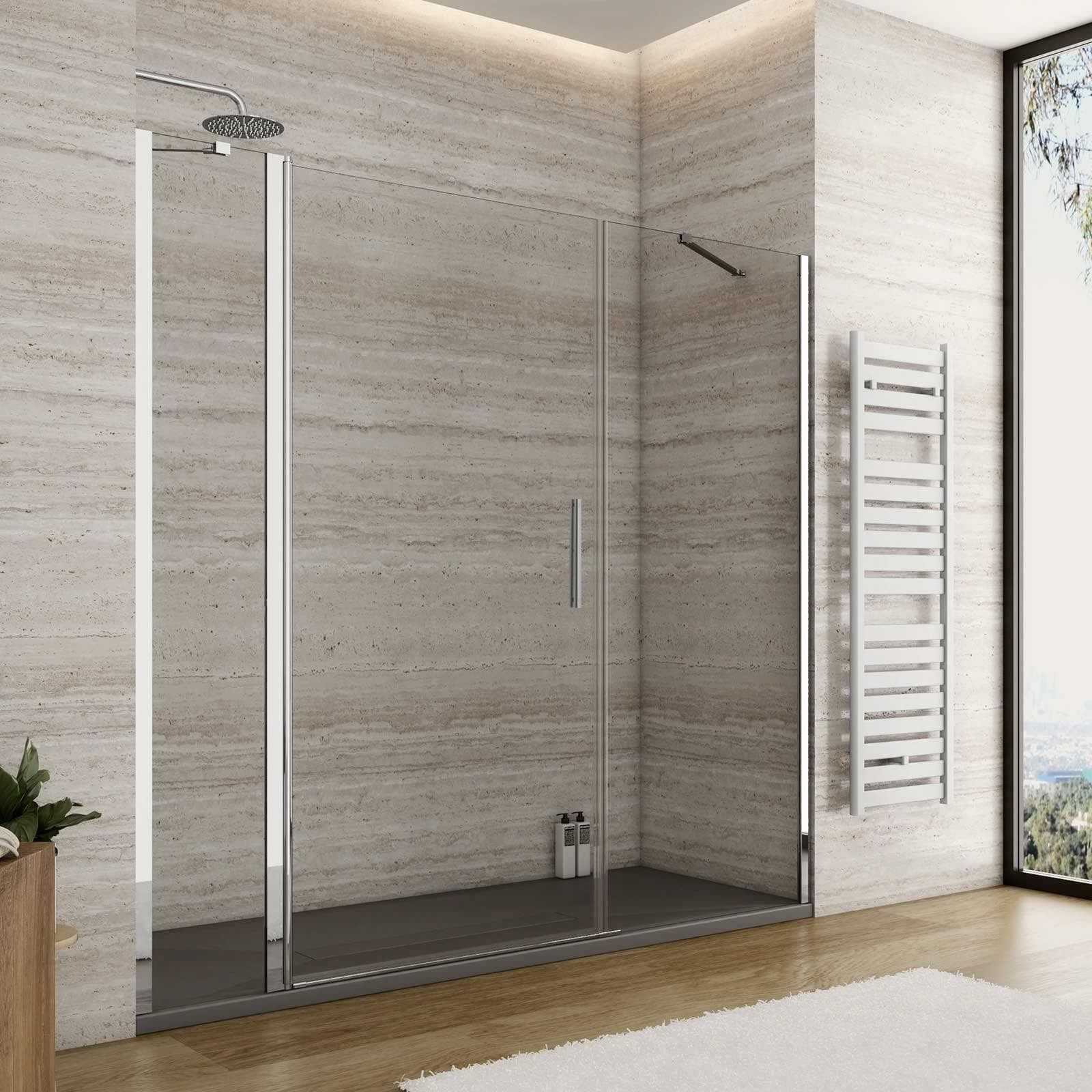 Box doccia nicchia 200 cm 30 giunto + 100 battente + 80 fisso trasparente 195h - Nilo