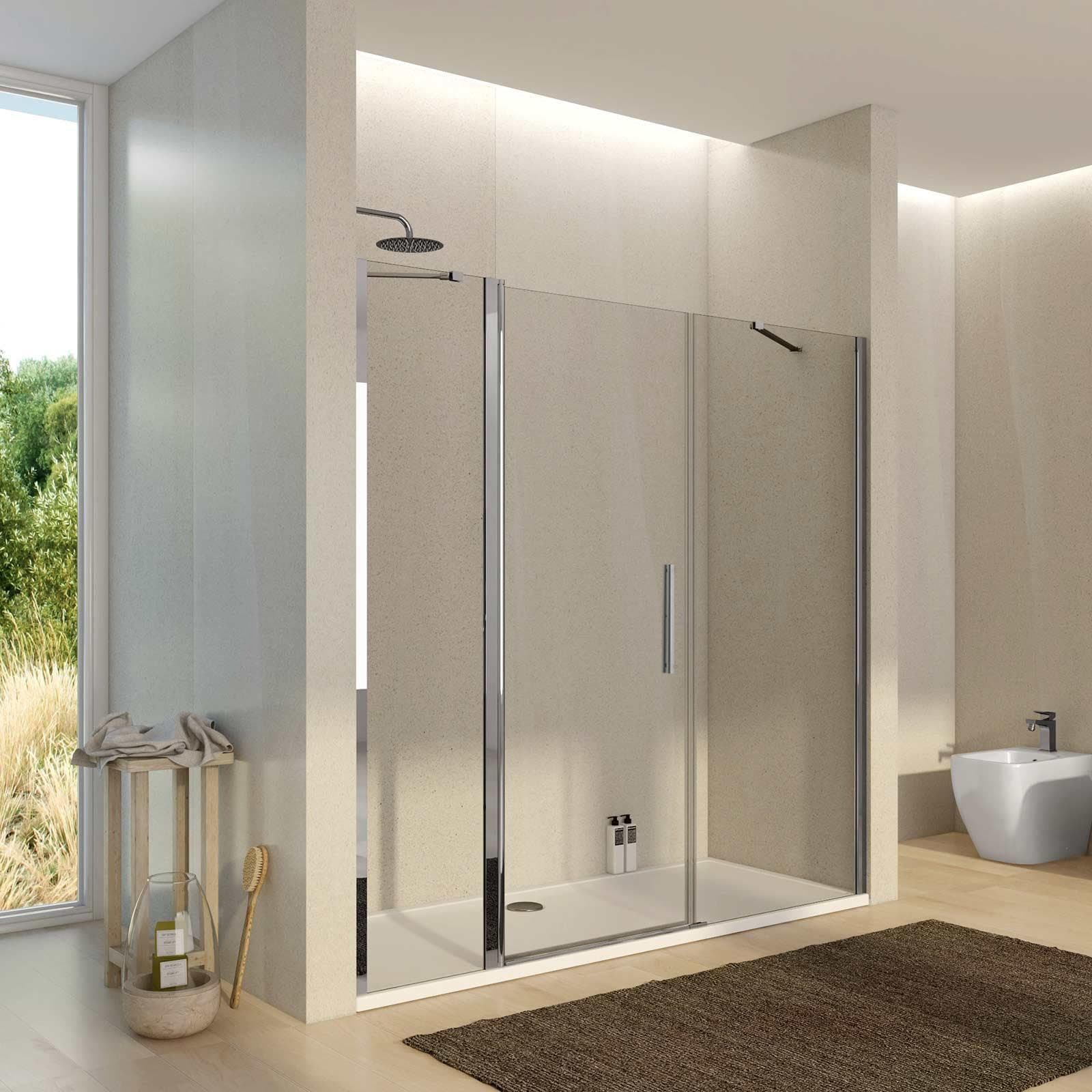 Box doccia nicchia 200cm 40 giunto + 80 battente + 90 fisso trasparente 195h - Nilo