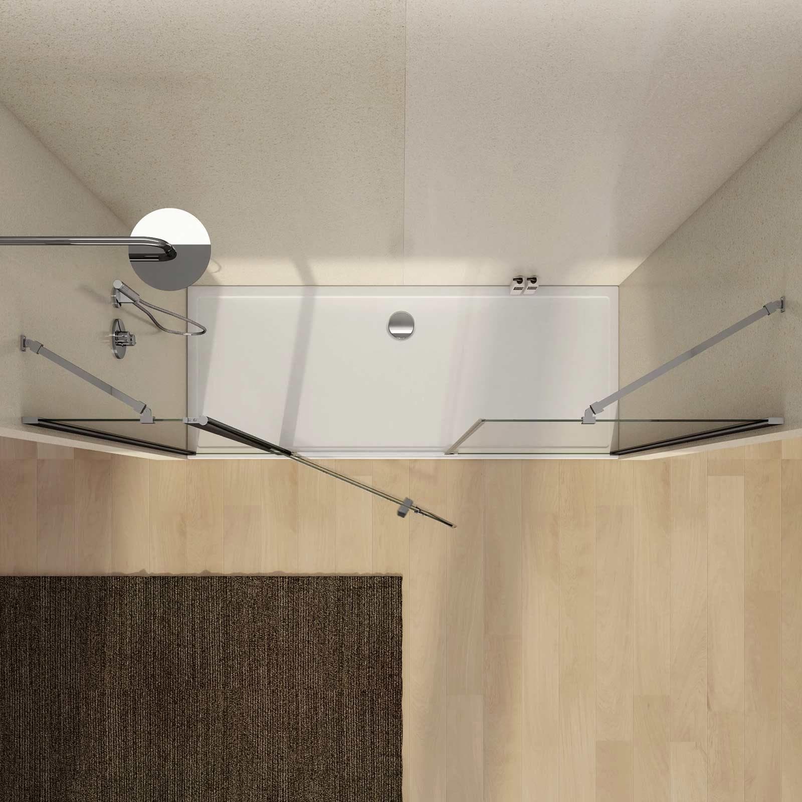 Box doccia nicchia 200cm 40 giunto + 80 battente + 90 fisso trasparente 195h - Nilo