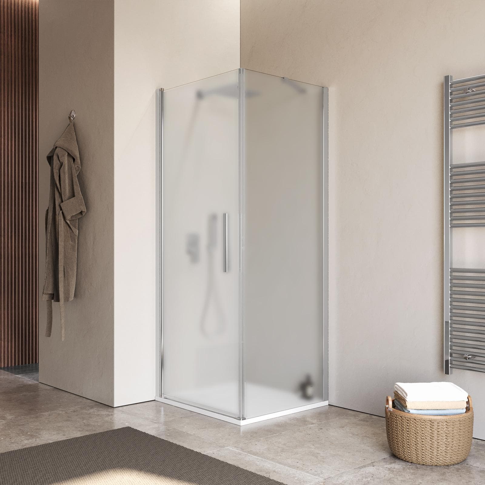 Box doccia 60x70 cm battente in vetro temperato 6mm opaco e profilo cromo 195h - Nilo