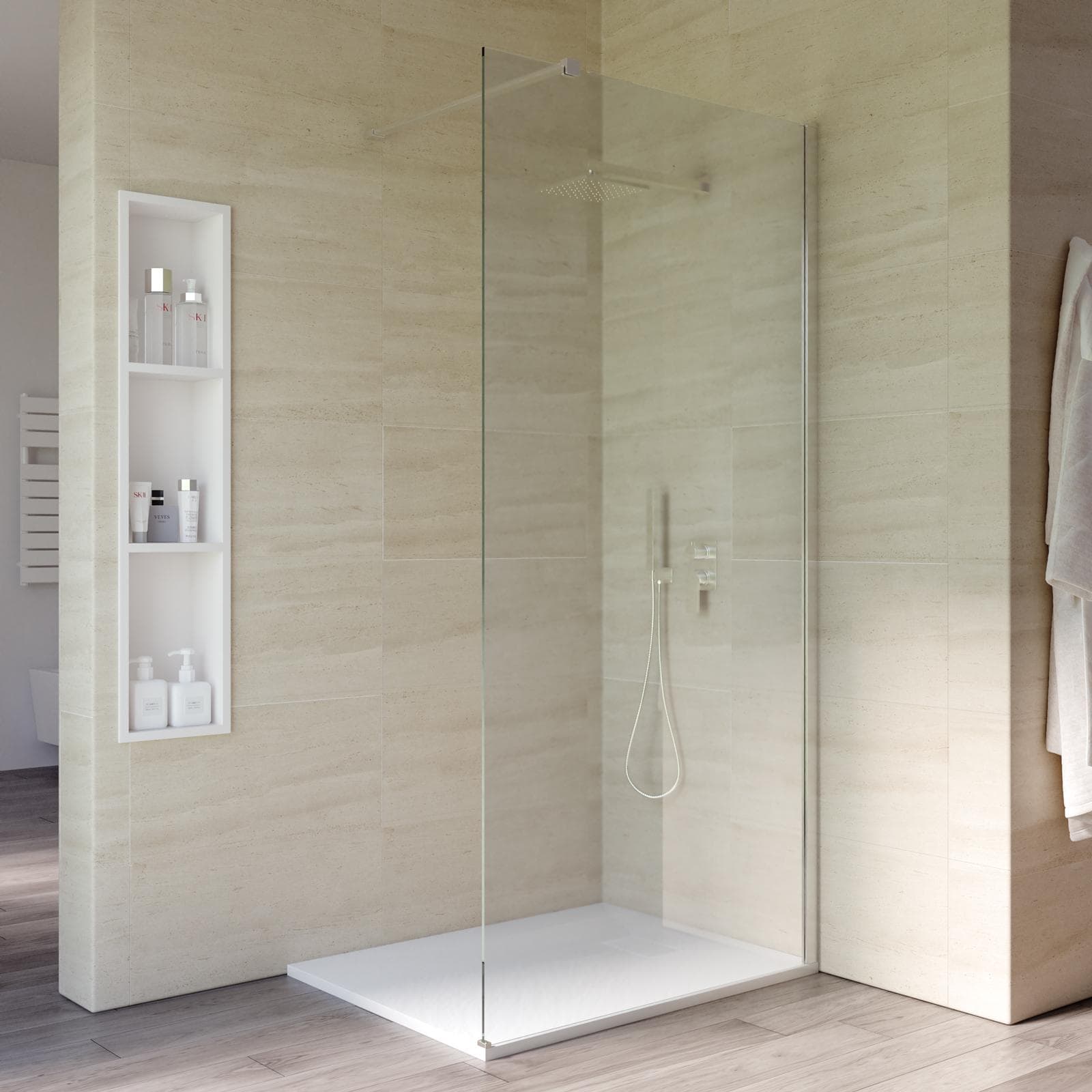 Box doccia Walk in 110 cm vetro 8 mm anticalcare trasparente e profilo spazzolato 200h - Keep