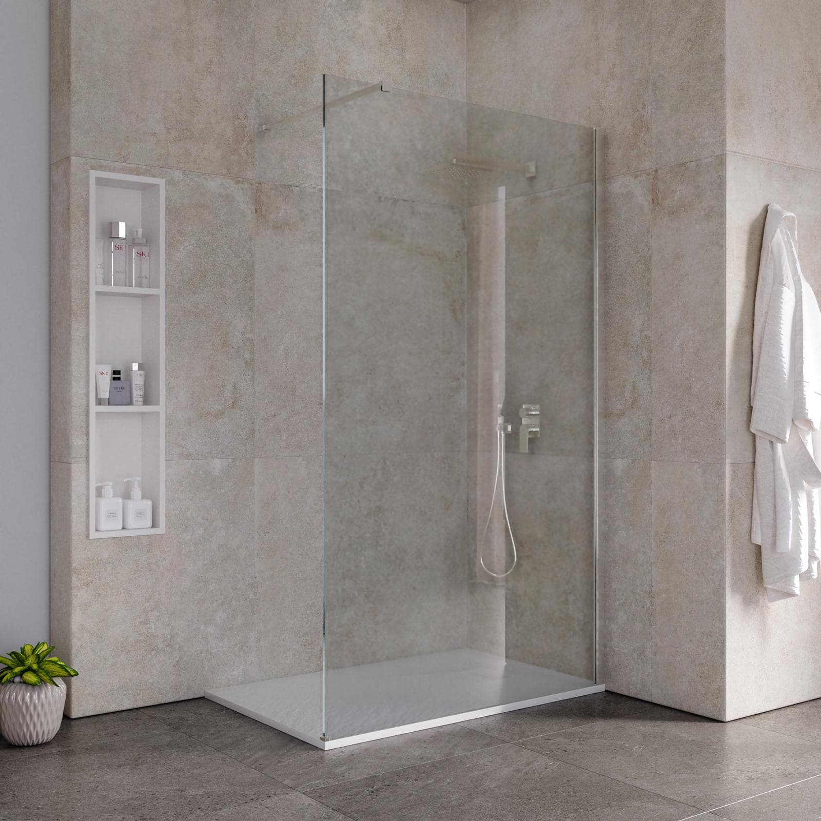 Box doccia Walk in 120 cm vetro 8 mm anticalcare trasparente e profilo spazzolato 200h - Keep