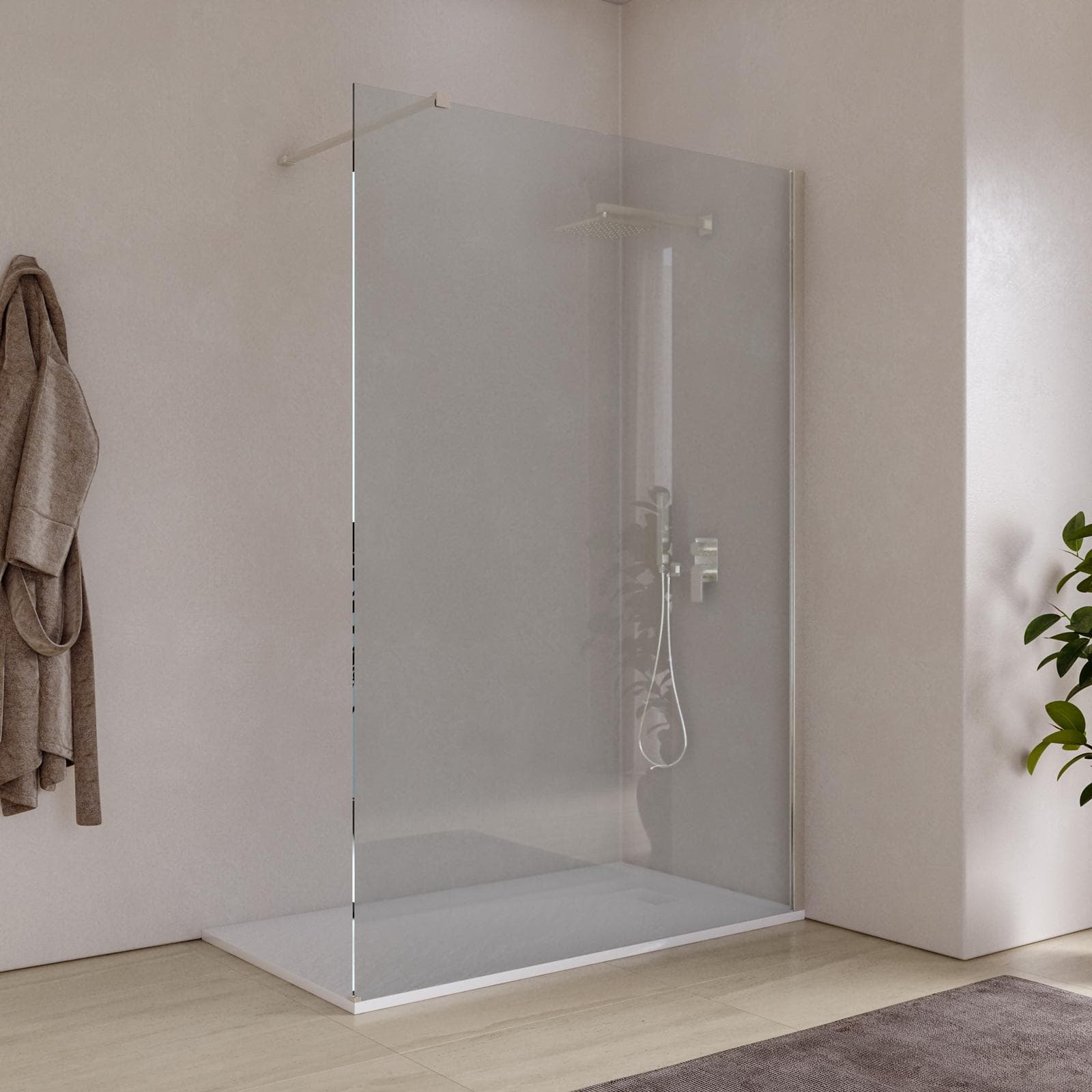 Box doccia Walk in 140 cm vetro 8 mm anticalcare trasparente e profilo spazzolato 200h - Keep