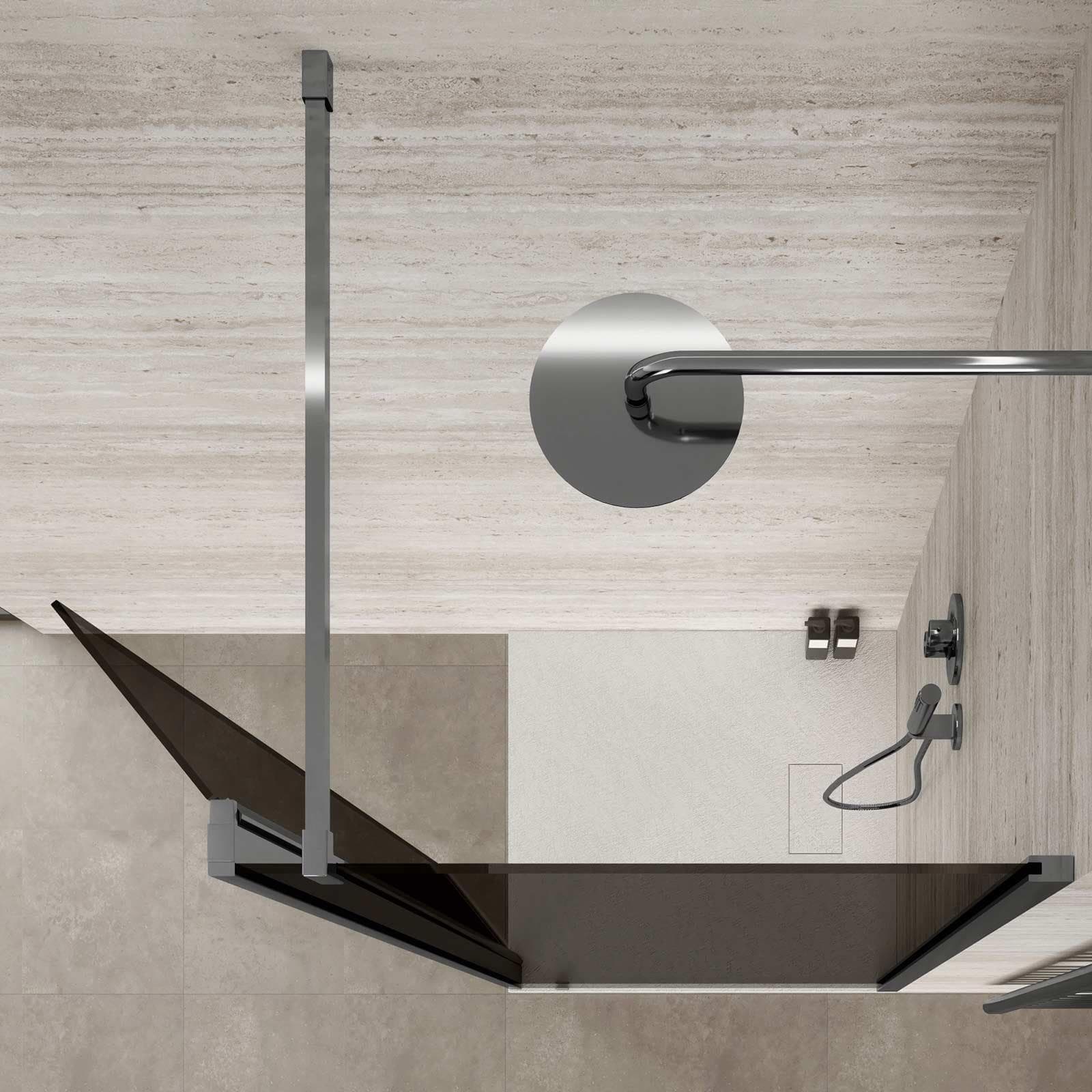 Box doccia Walk In 70 cm in vetro temperato fumè anticalcare con anta girevole 35 cm - Keep