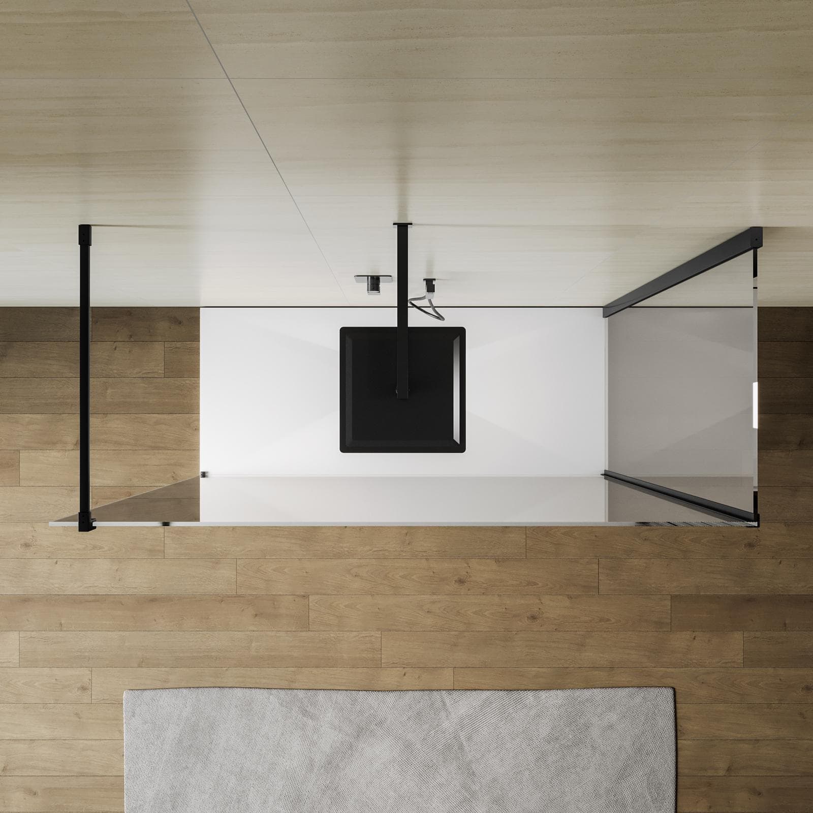 Box doccia walk-in 70x170 cm angolare con vetro trasparente e profilo nero 200h - Keep